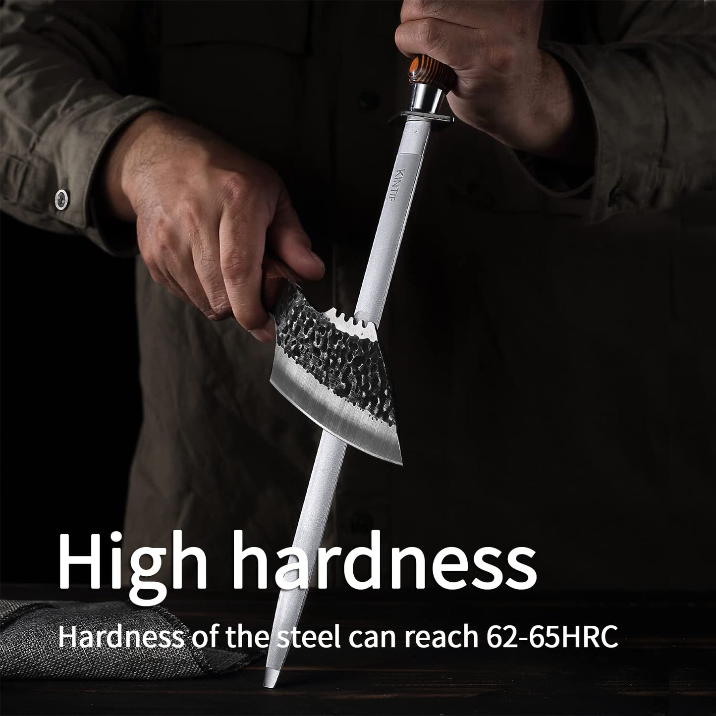 Honing Steel 12 inch Sharpening Steel, Professional Knife Sharpener, High Carbon, Fine Lines, High Hardness, Flat Knife Honing Rod