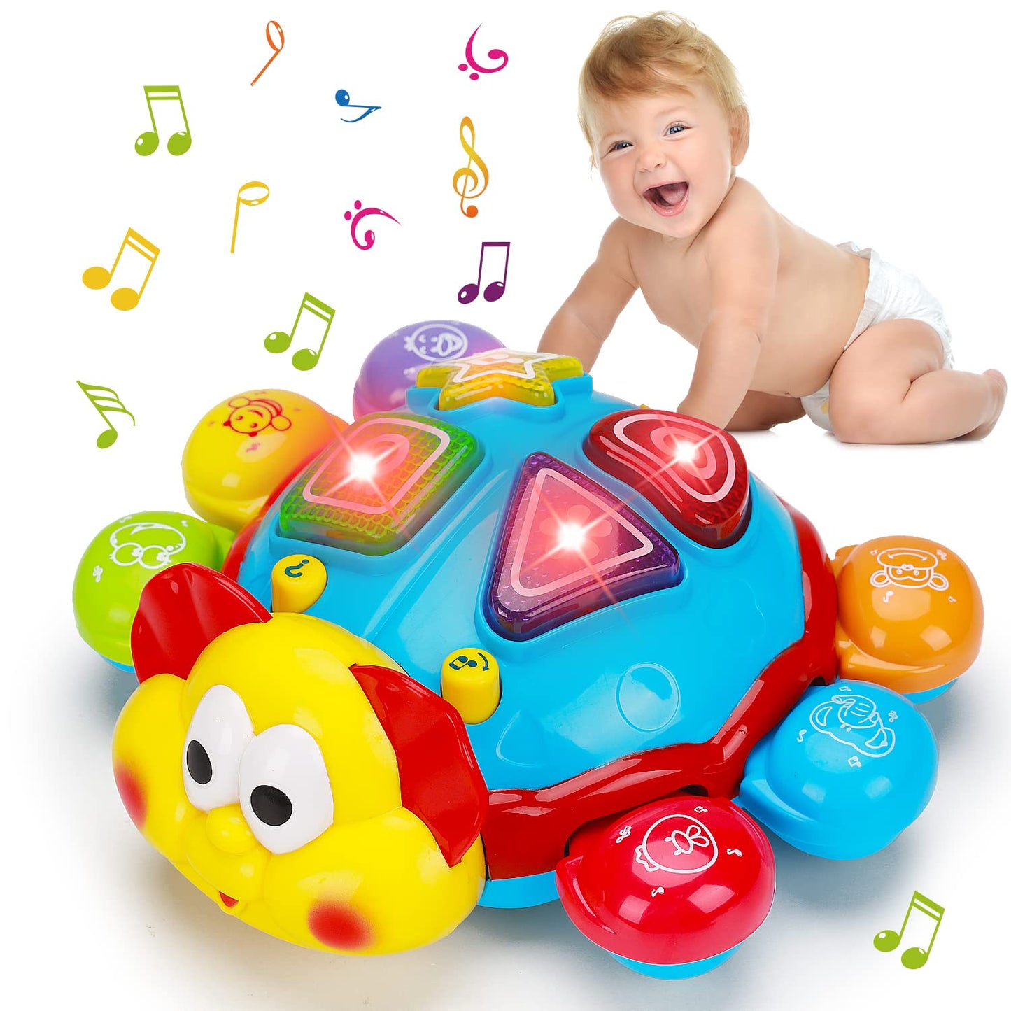 Baby Toys 6-12-18 Months, Tummy Time Toy for 1+ Year Old Learning Crawling Walking Baby Toy for 6 7 8 9 10 11 12 Month Old Infant Light Up Musical Development Toys for Babies Boys Girls Gifts