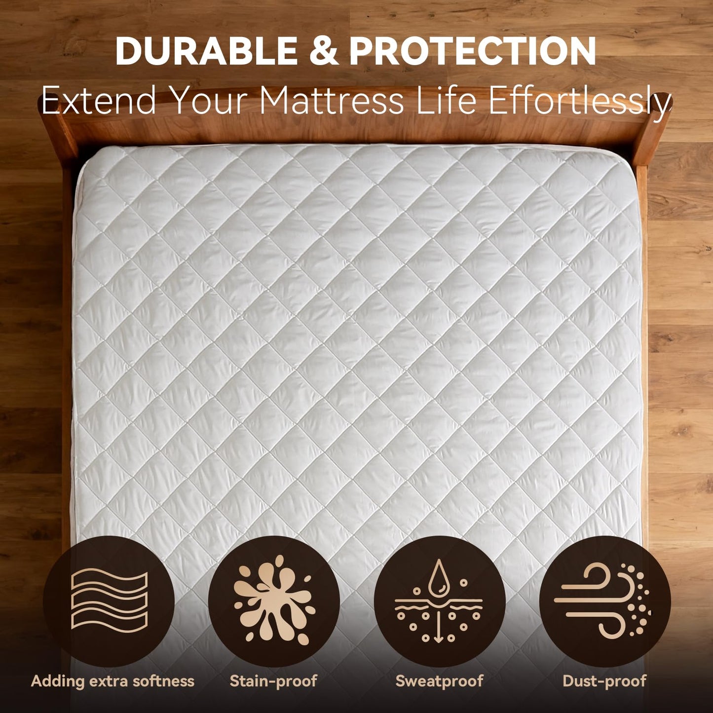 LAVANCE Full/Double Size Quilted Noiseless Mattress Pad with Deep Pocket