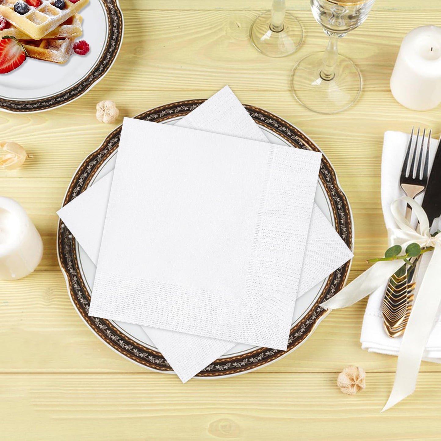JOWLOT Cocktail Napkins - 600 Count 2-Ply White Napkins Disposable, 4.75 x 4.75 Inch Folded Paper Napkins Bulk Beverage Napkins for Dinner Wedding Bar Party and Everyday Use