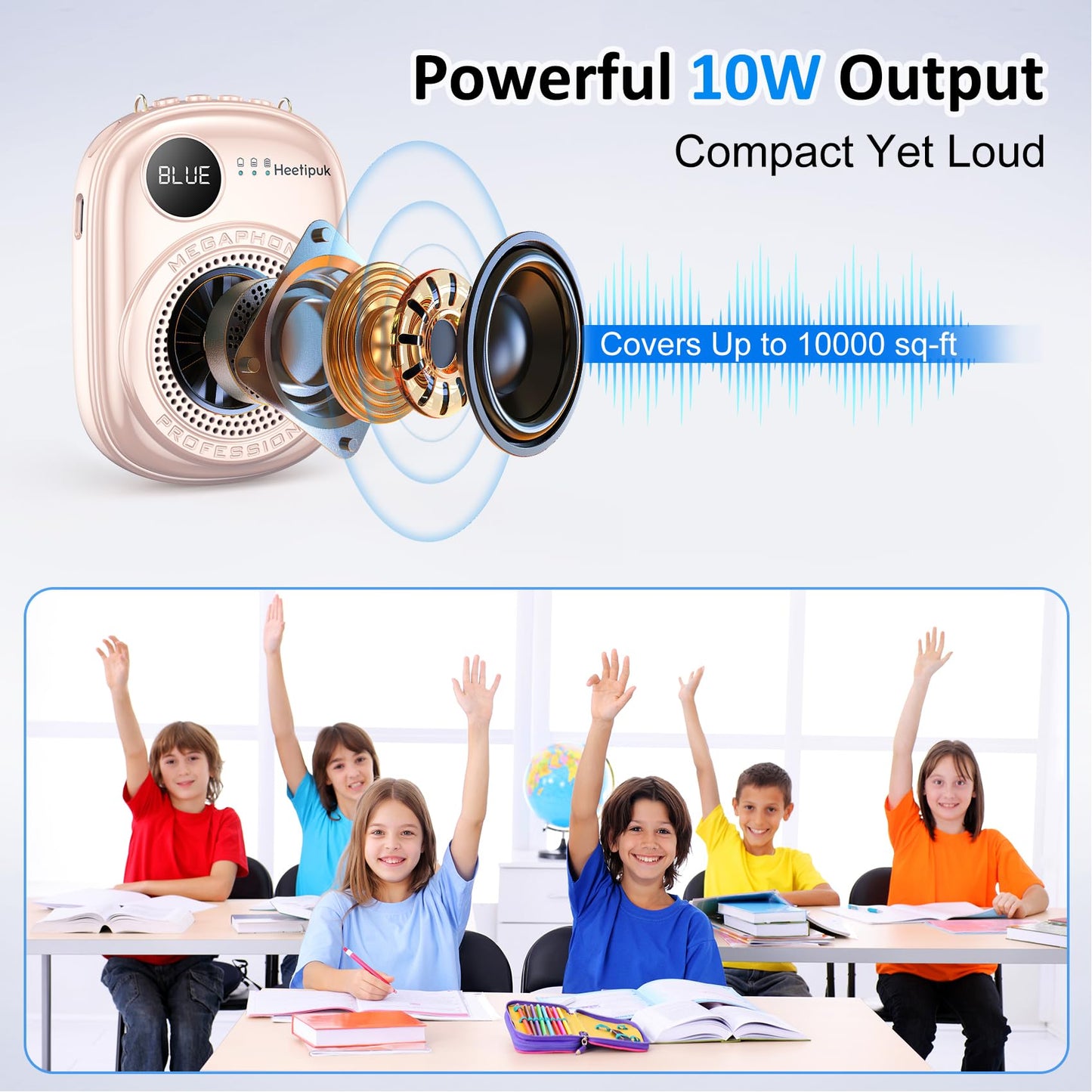 Portable Voice Amplifier Wired Microphone and Speaker,PA System Voice Amplifier with Mic Headset for Teachers,Speech,Tour Guides,Coaches,Yoga, Fitness Instructors Bluetooth 5.0 TF Card-Pink