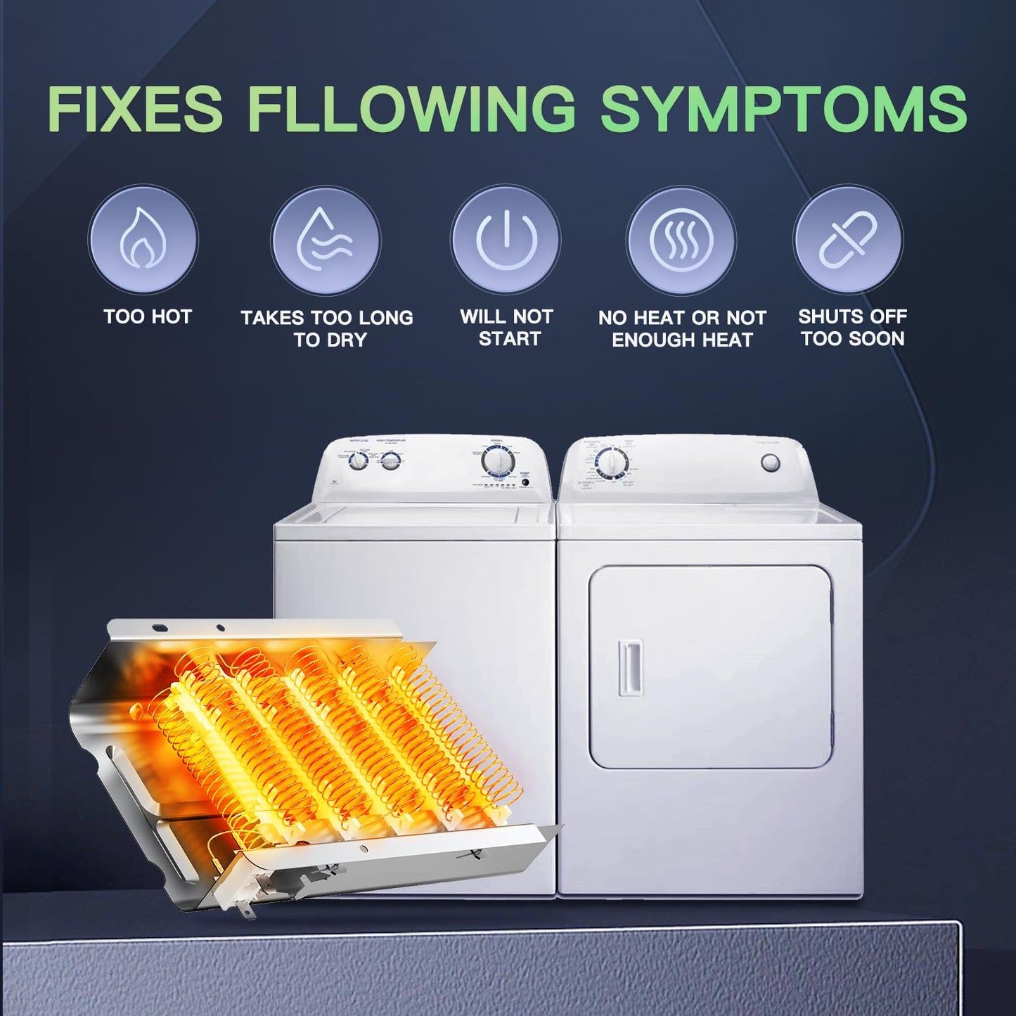 2026 UPGRADE 279838 Dryer Heating Element for Whirlpool Kenmore Roper Maytag Amana Admiral Dryer Heating Element Parts Thermostat Thermal Fuse medx655dw1 500 600 70 80 Series Model 110 Dryer Part
