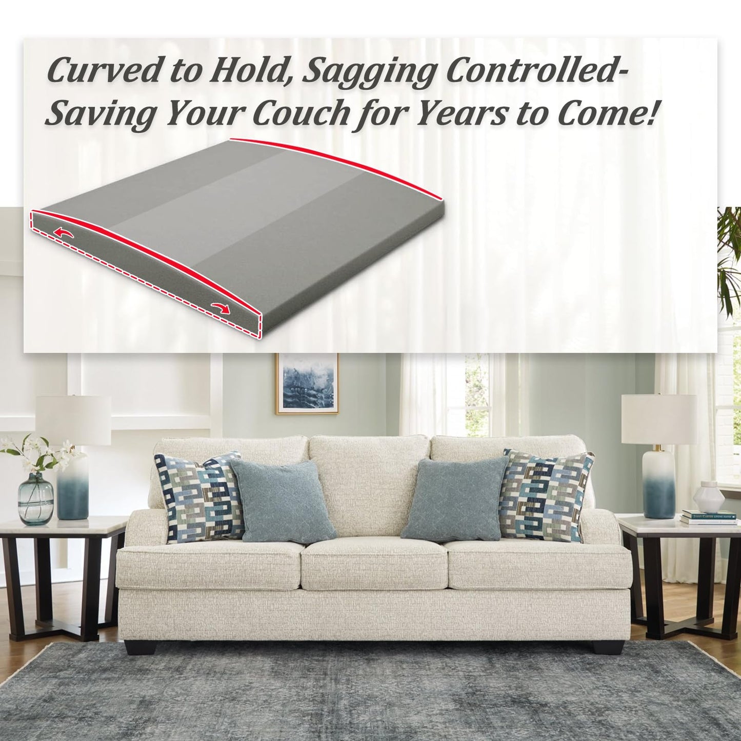 HAVARGO Couch Cushion Support High Density Foam 24X24X2.4 Inches Sofa Couch Supports for Sagging Cushions Light Grey 3Pc