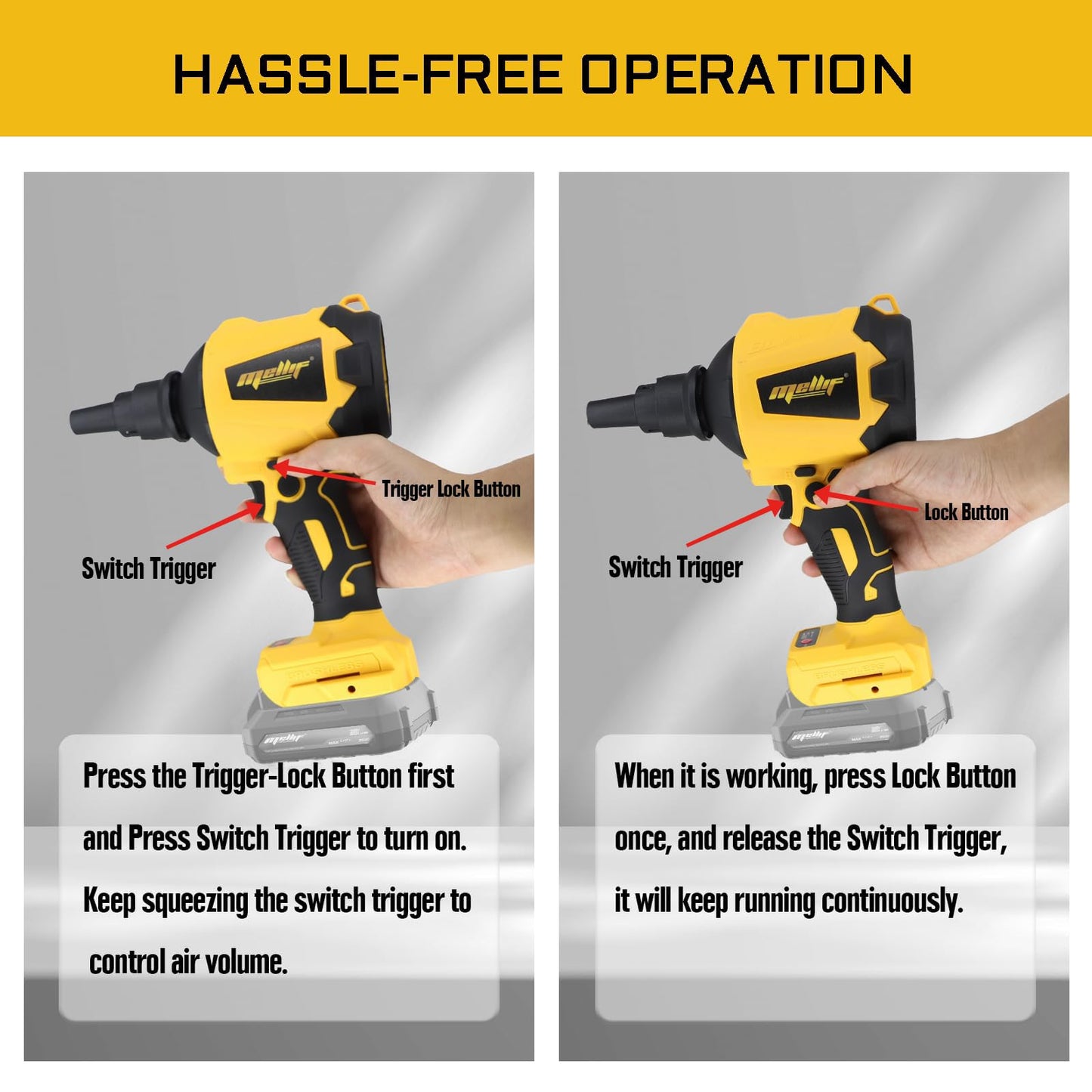 Cordless Air Pump Air Duster Compatible with Dewalt 20V Battery(Tool Only), Handheld Brushless Compressed Air Mattress Pump Air Blower w/ 3 Speeds & 7 Nozzles & 336MPH for Home Cleaning, Outdoor