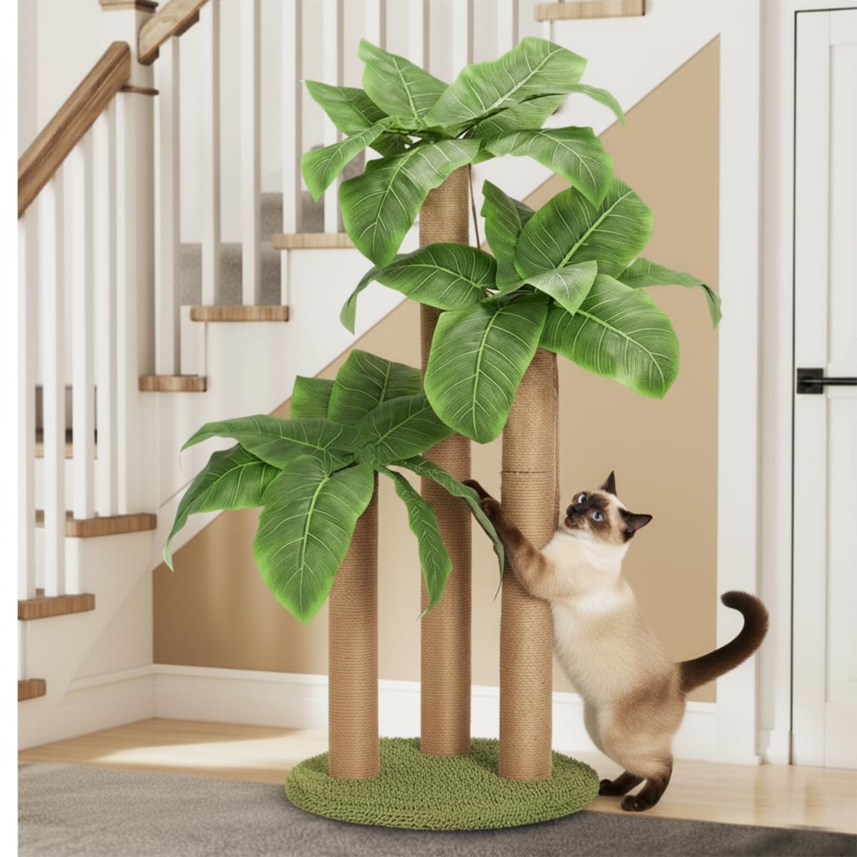 LEMONDA 31.5Inch Cat Scratching Post,Cat Scratcher with 3 Scratching Poles & Dangling Ball for for Indoor Outdoor Kitten & Adult Cat Use