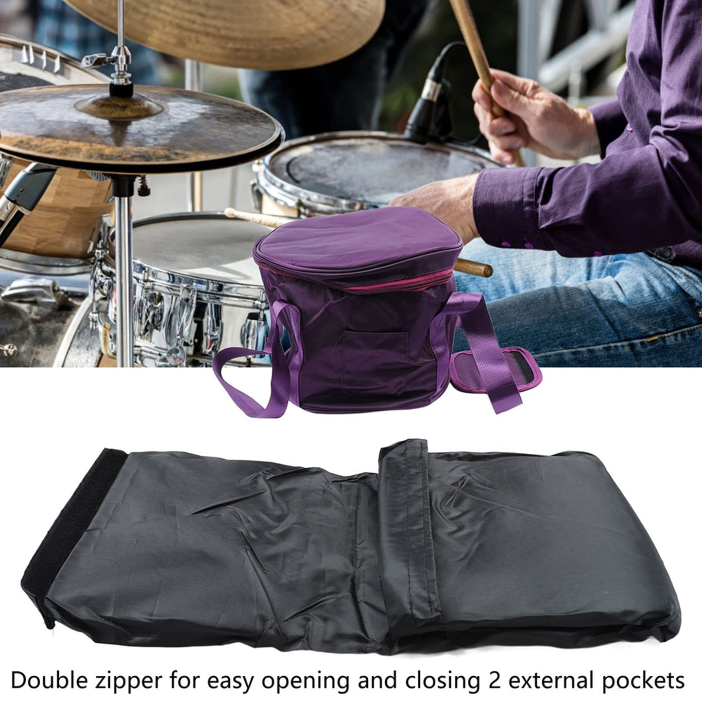 Crystal Bowl Storage Bag, Durable Portable, Waterproof Dual-Zipper, and 2 External Pockets Organizer for Musicians, Travelers, and Home Use