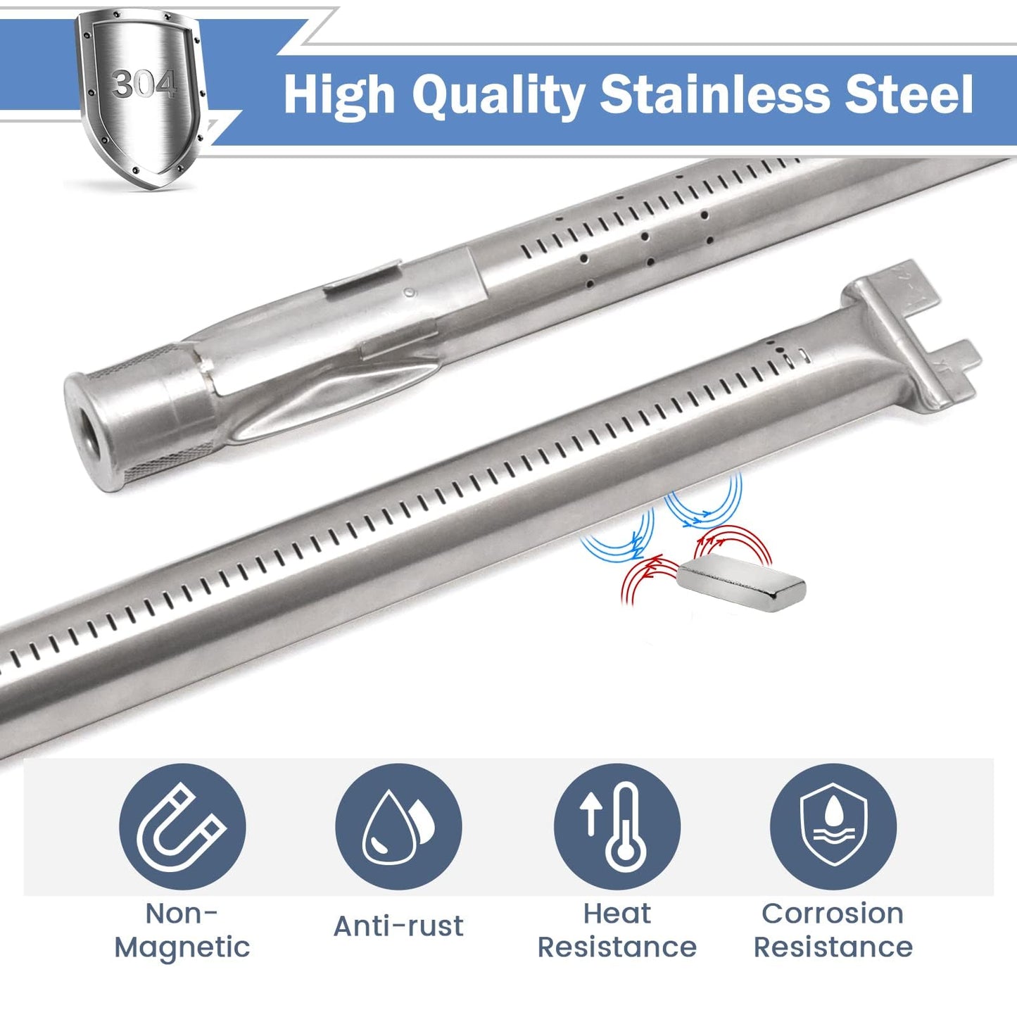 Criditpid Barbecue Replacement Parts for Weber Spirit I & II 200 with Front Control, Spirit E210, E220, S210, S220, Stainless Steel 7635 Flavorizer Bars, 69785 BBQ Burner Tubes & 7642 Igniter Kit.