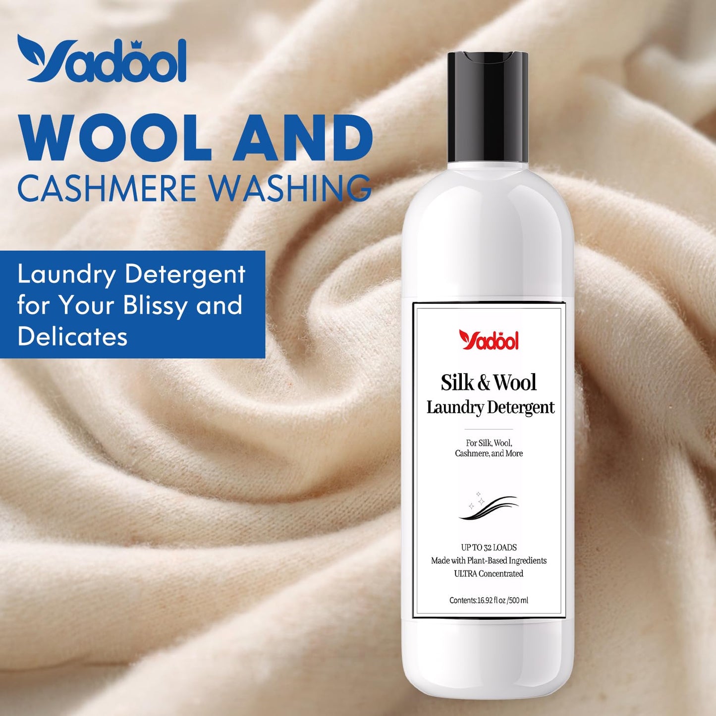 Wool & Cashmere Laundry Detergent, Double Concentrated Neutral PH Shampoo, Compatible With Silk, Wool, Cashmere Delicate Wash, Soft & Comfortable - 16.91 Fl Oz