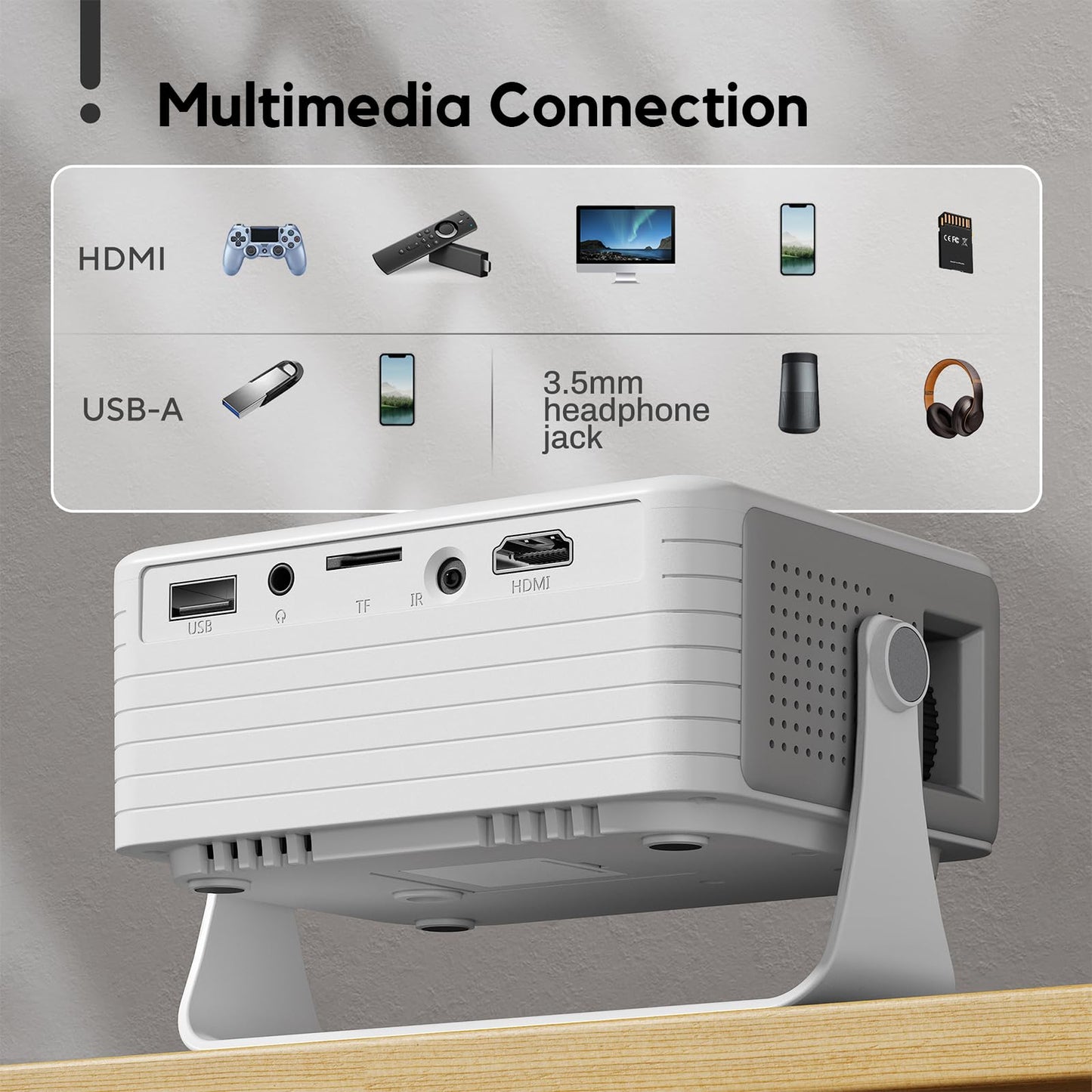 Mini Projector, 1080P Full HD Supported Portable Projector, AKIYO O1 Phone Projector for Home Theater, Movie, Outdoor, Compatible with iOS/Android/HDMI/USB/TV Stick/PC