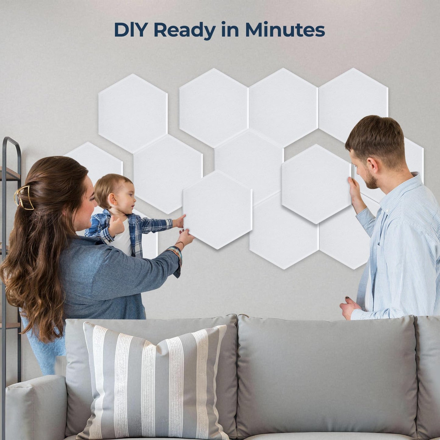 AUSLET 12Pack Sound Proof Panels Hexagon Self-Adhesive Sound Absorbing Panels 12" x 10" x 0.4", High-Density Acoustic Panels for Home Studio, Office, Gaming Room, White