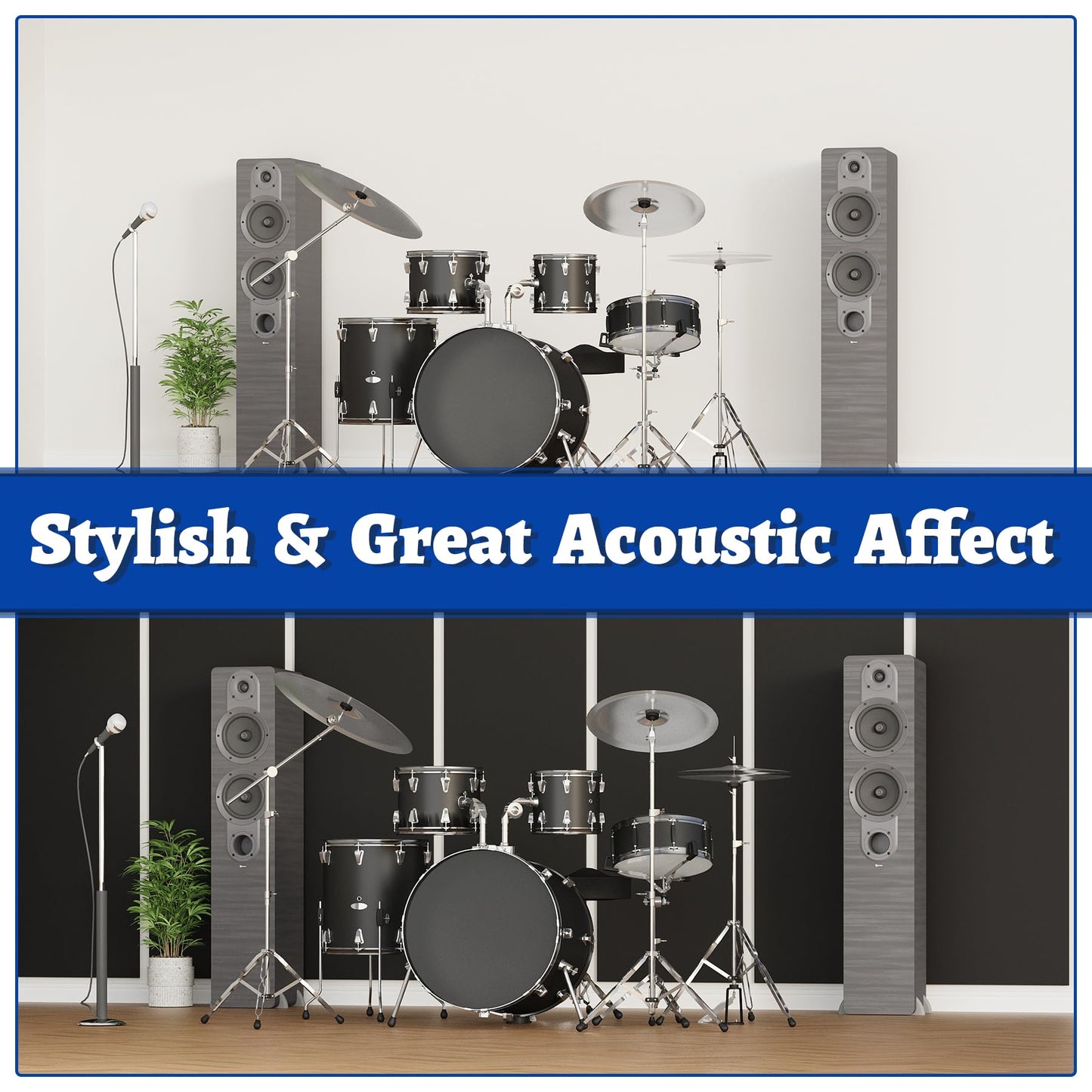 Wintcomfort 2 Pack High Density Self-adhesive Acoustic Foam, 12 x 71 Inches, 11.8 sqft Thicken Sound Proof Foam, Heat/Sound Insulation Roll Acoustic Treatment Foam for Home Office Recording Studio