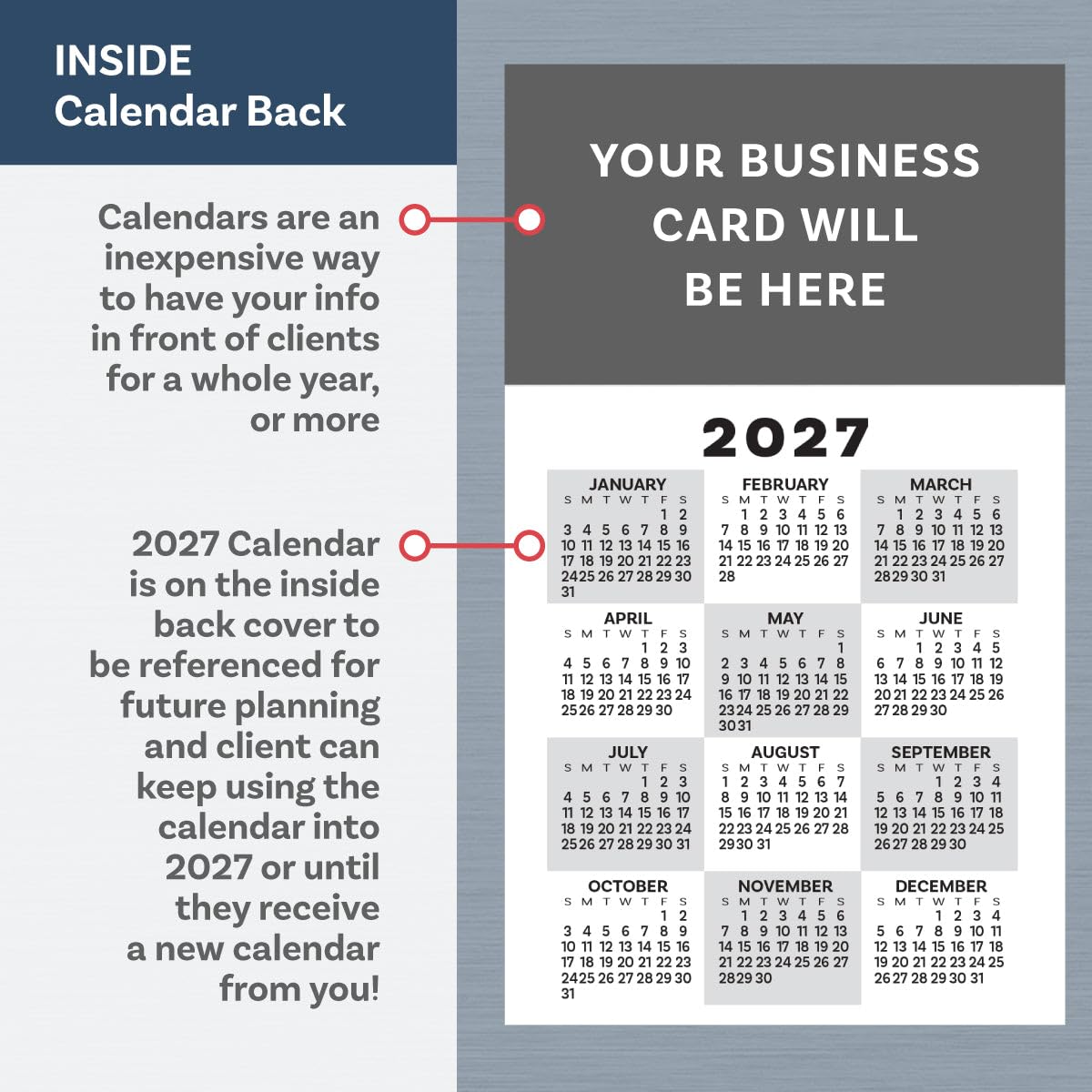 2025 Peel and Stick Magnetic Business Card Calendars, Box of 100, Includes Envelopes, Mail for 1oz Rate, Great Sales Marketing Tool (Season's Greetings)