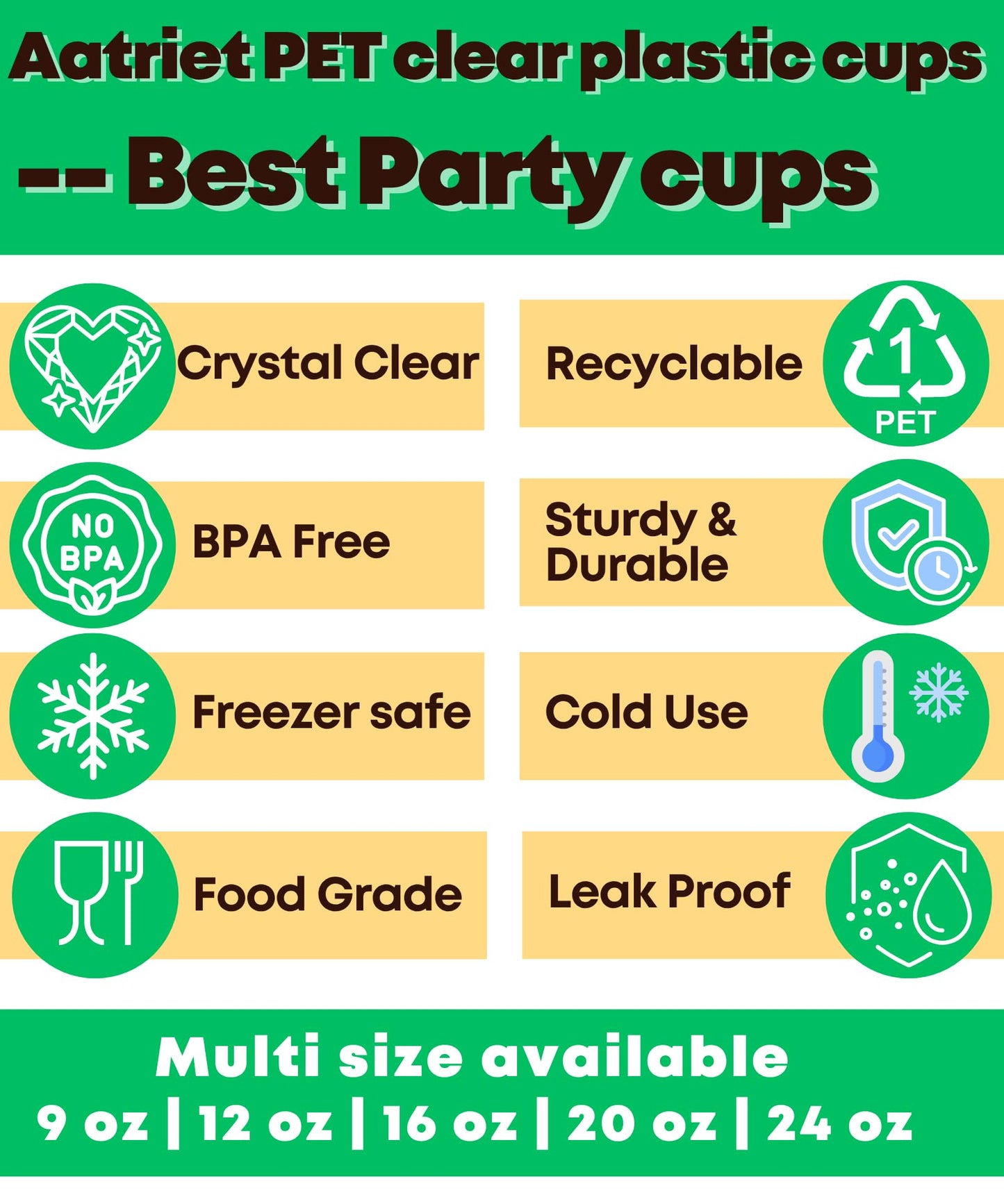 100 Pack 16 oz Clear Plastic Cups, 16oz Disposable Iced Cold Coffee Cups, Sturdy Recylable Drinking Cup for Milkshake, Smoothie, Cocktail, Cold Drinks, Plastic Tumblers Wine Glasses for Wedding Party