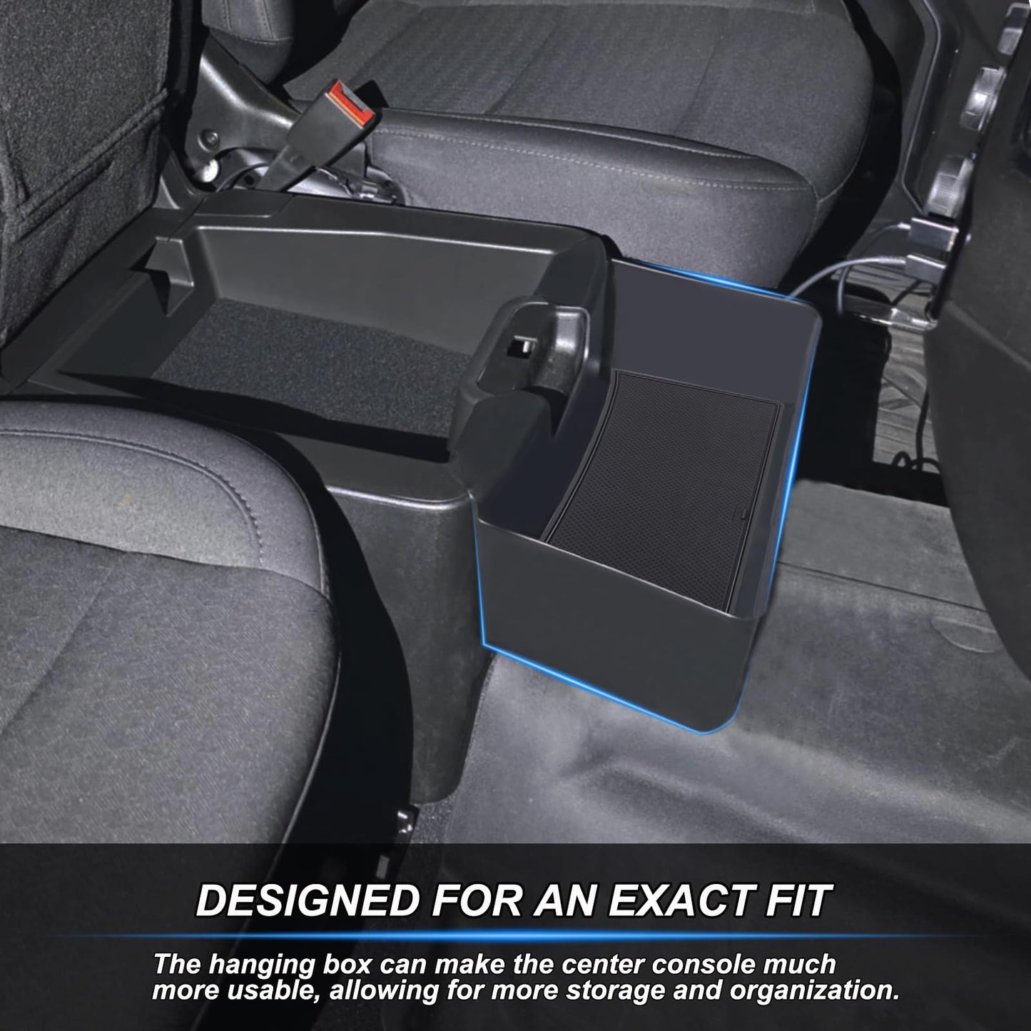 JKCOVER Center Console Hanging Organizer Box Compatible with 2019-2025 Chevy Silverado/GMC Sierra 1500 and 2020-2025 Chevrolet Silverado/Sierra 2500HD 3500HD Accessories(Split-Bench Folding Seat Only)