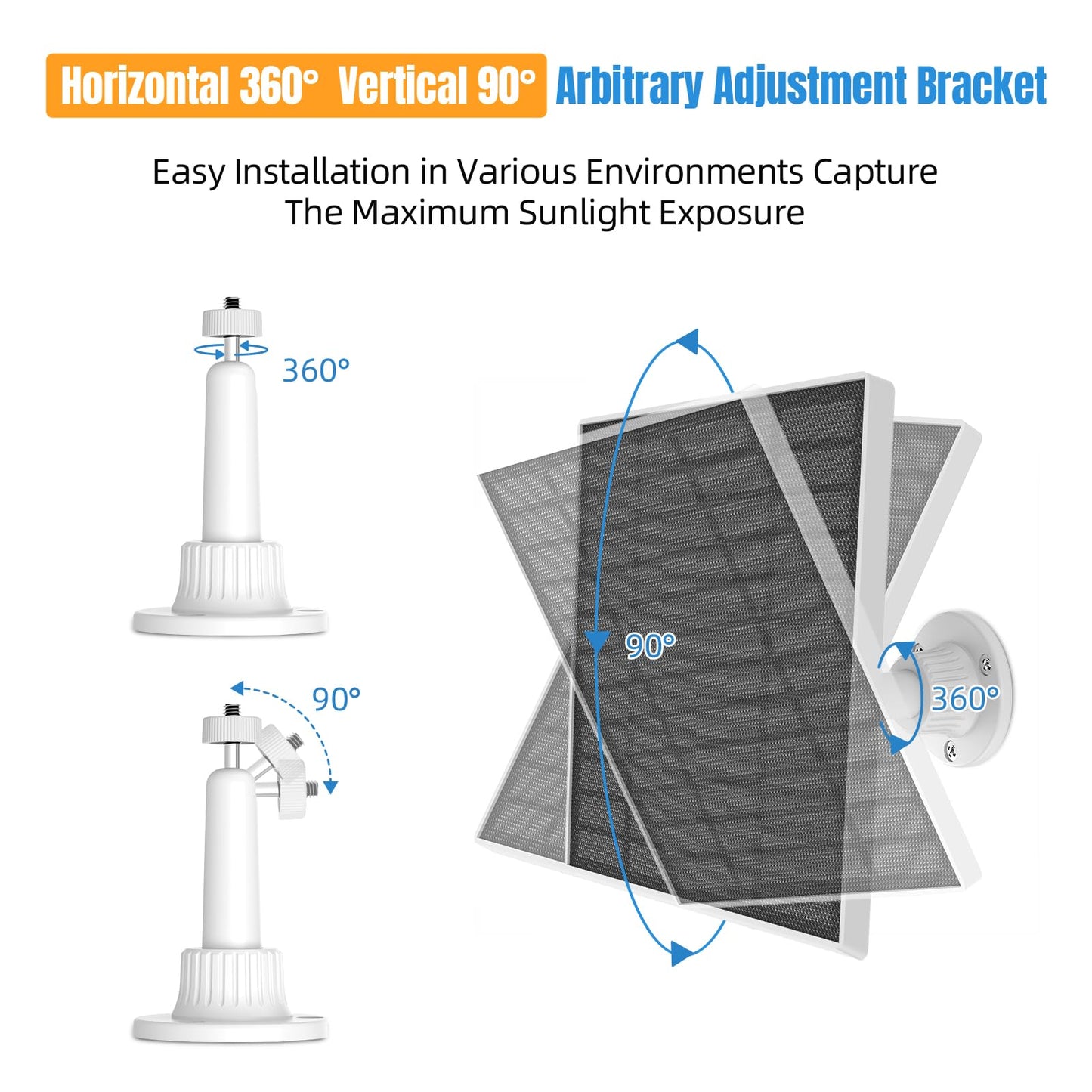 Arlo Solar Panel for Arlo Pro 3 Camera/Arlo 4/ Pro 3 Floodlight/Pro 5S/ Arlo Ultra 2,IP67 Waterproof for Continuous Power Supply in The Outdoor - 13.1ft Magnetic Connection Port