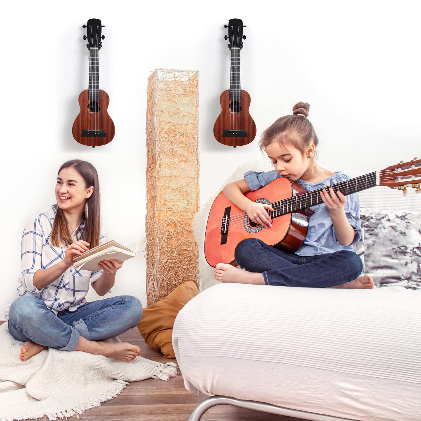 Tatuo 4 Pcs Violin Wall Mount Hanger Viola Metal Wooden Guitar Stand Bow Holder Music Room Decor Screws Home Studio String Instrument Accessories Art Practice