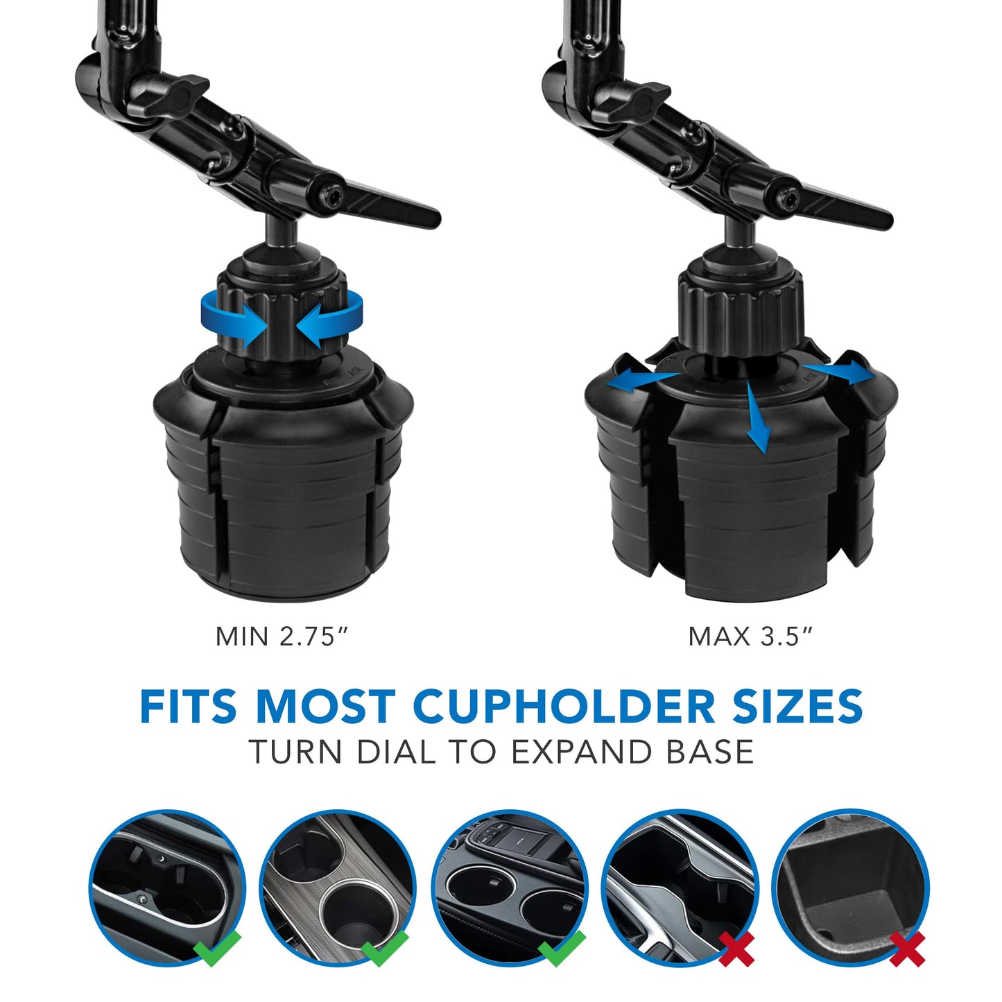 Mount-It! Premium Cup Holder Tablet Mount for Cars - Tablet ELD Mount - Heavy Duty Aluminum Tablet Mount for iPad 7, Galaxy Tab, & Fire Tablets (MI-7320)