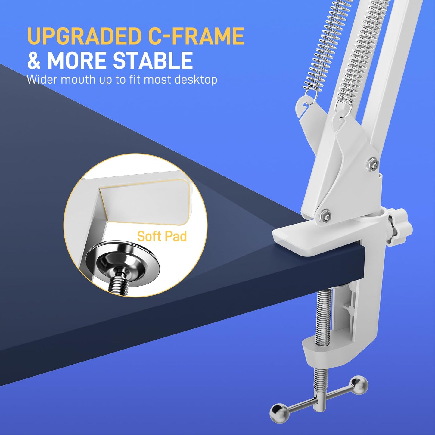 MAONO Boom Arm Microphone Stand: Adjustable Metal Suspension Mic Boom Arm for Podcasting Gaming Streaming Recording,with Desk Clamp and 3/8" to 5/8" Screw Adapter-Max Load 1KG BA20 White