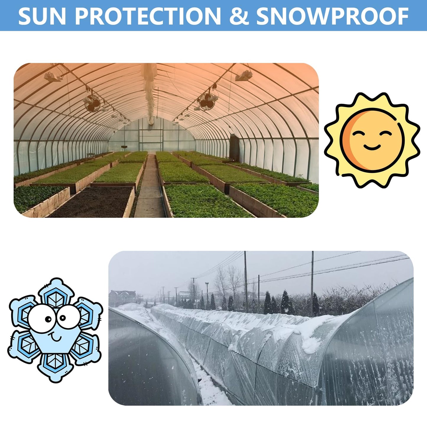 Clear Greenhouse Film Plastic Sheeting, 10 x 33 FT 6 Mil High Strength Polyolefin Greenhouse Plastic Covers, Clear and Dustproof Plastic Sheeting for Outdoors Like Farm, Agriculture