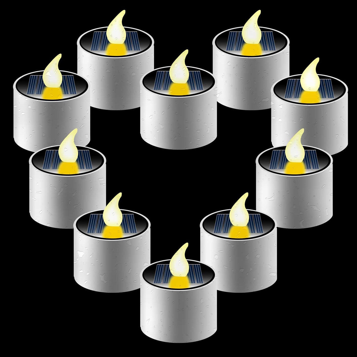 Solar Tea Lights Outdoor - 10 Pack Waterproof Rechargeable Dusk to Dawn Outdoor Lighting Flameless Flicker Reusable LED Solar Candles for Lanterns Camping Garden Home Decorations, 2.3''x2.1''