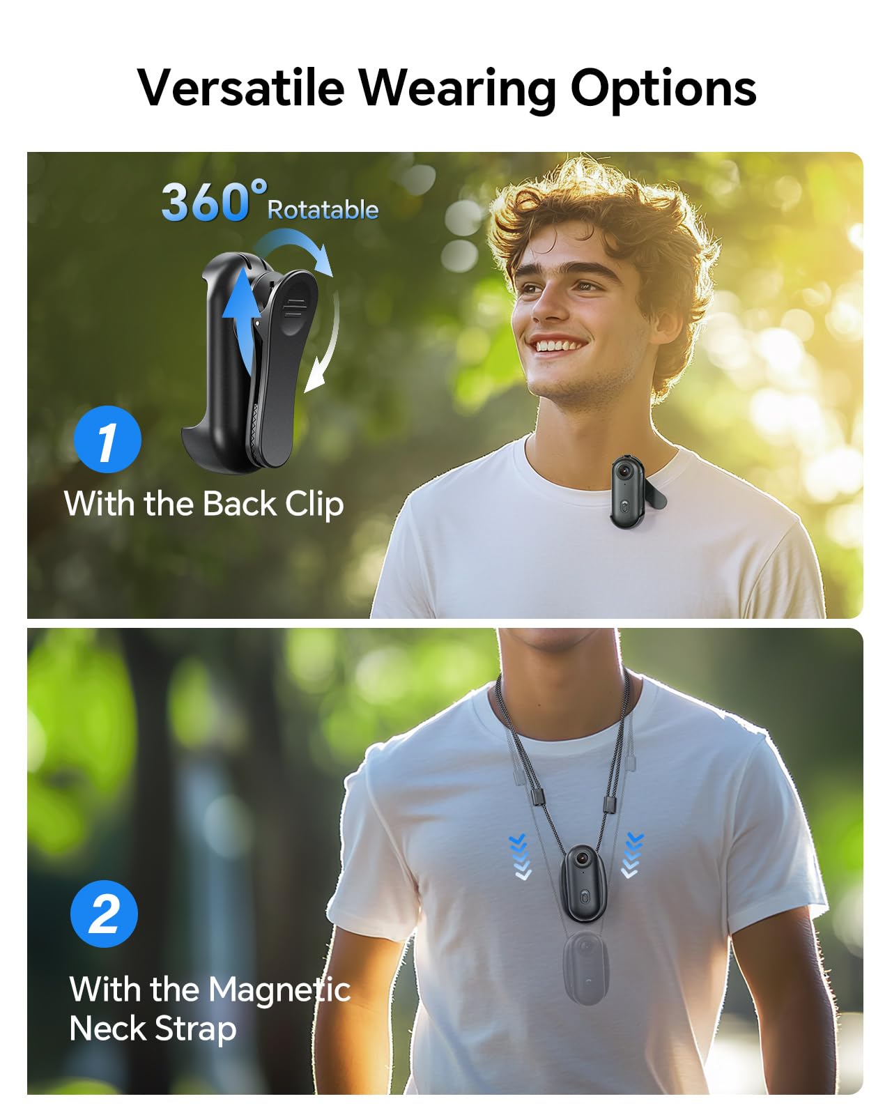 BOBLOV W4 4K Mini Body Camera, Wearable 64GB Camera with 360°Rotatable Clip & Magnetic Clip, 120 Minutes for recording, Easy to Use and Take for Lecture, Traveling, Pet Walking and Outdoors Activities