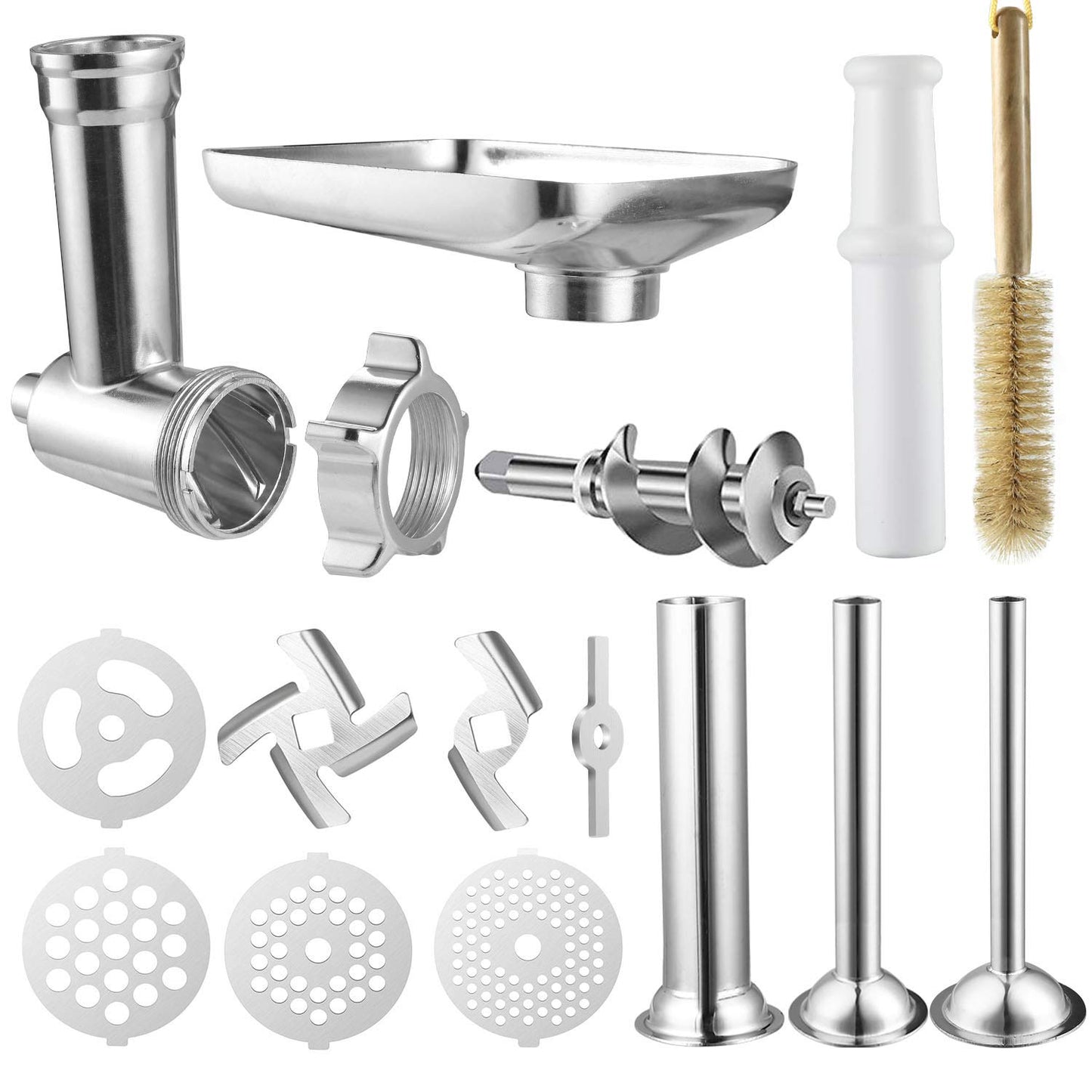 iVict Food Meat Grinder Attachment Compatible for KitchenAid Stand Mixers and Cuisinart Stand Mixers SM-50 Series Included Sausage Stuffer/Grinding Plates/Grinding Blade Accessory