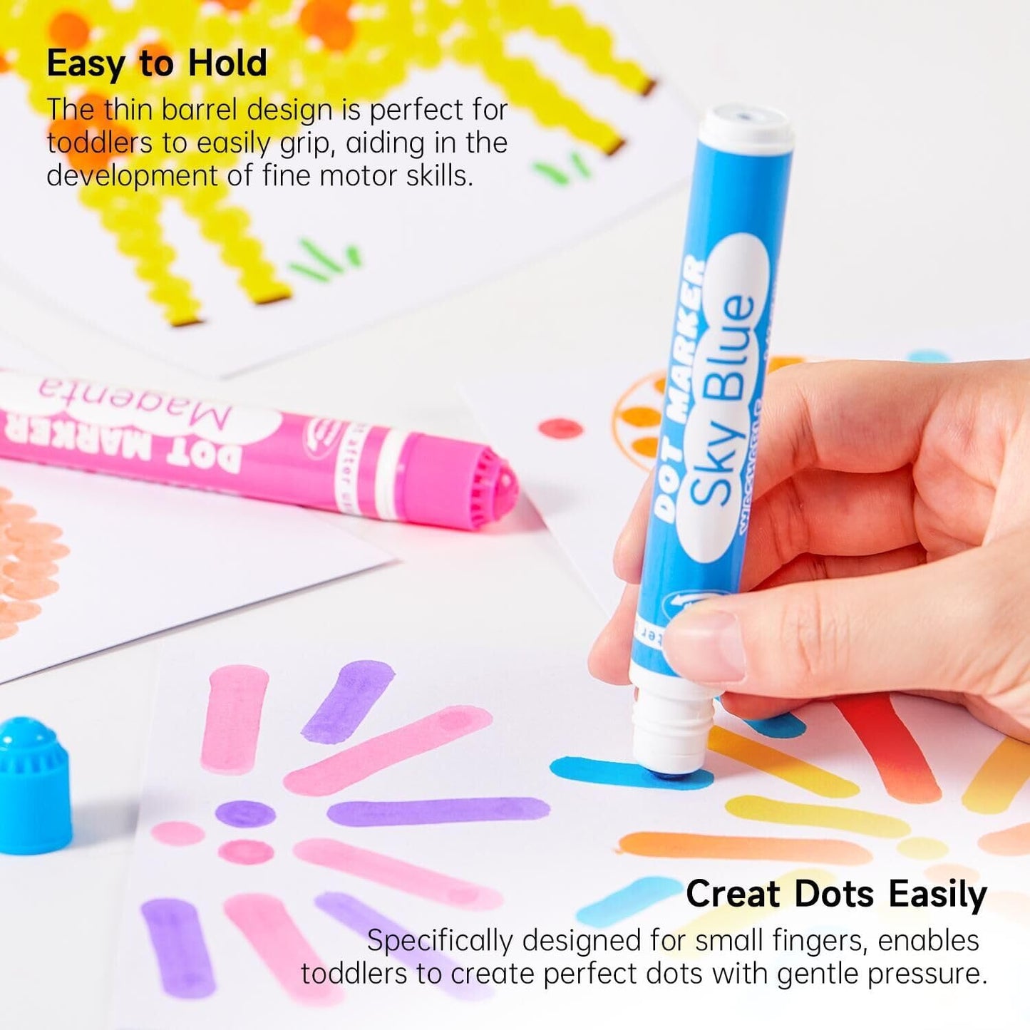 Shuttle Art Dot Markers, 36 Colors WashableDot Art Markers with Free Activity Book, Fun Art Supplies for Kids Toddlers and Preschoolers, Non Toxic Water-Based Paint Daubers