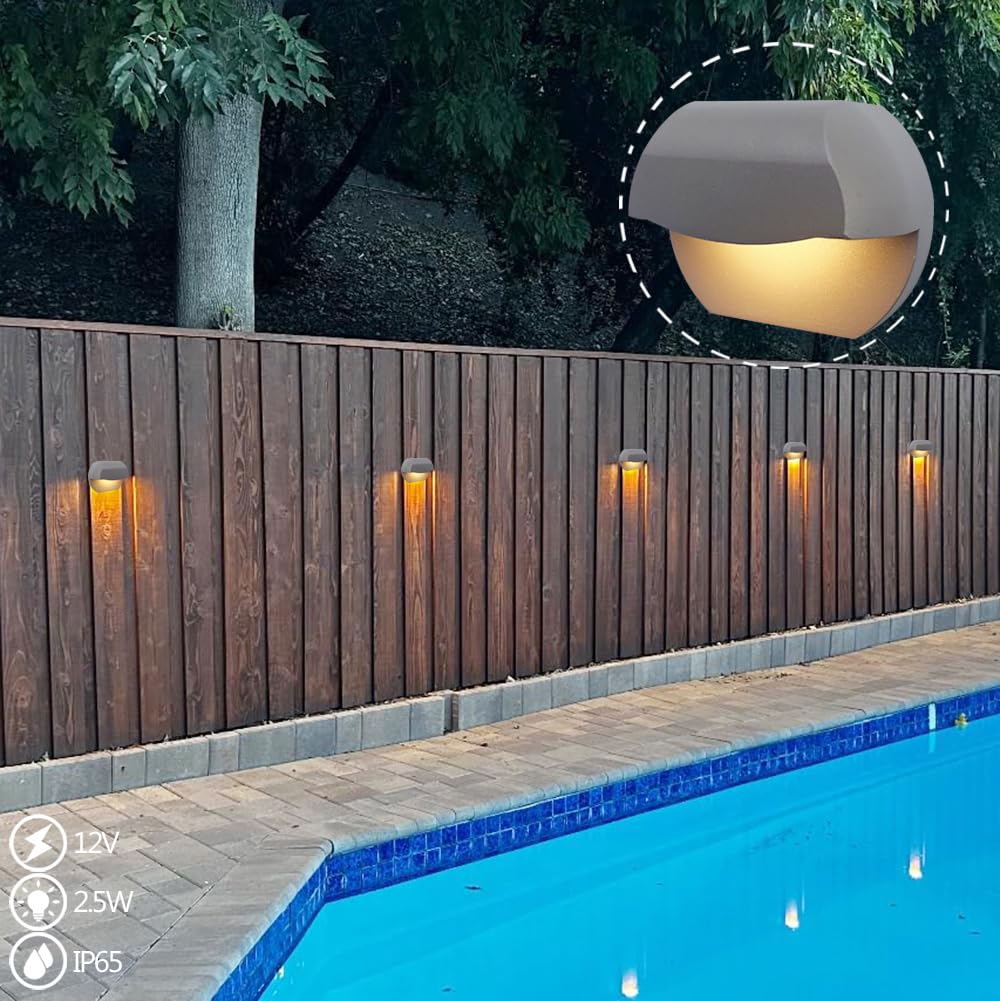 Leelands Outdoor Deck Lights LED Landscape Lighting Low Voltage 12V AC/DC Cast Aluminum Patio Post Step Lights Fence Retaining Wall Mounting Light Warm White Textured Bronze Finish Pack of 2