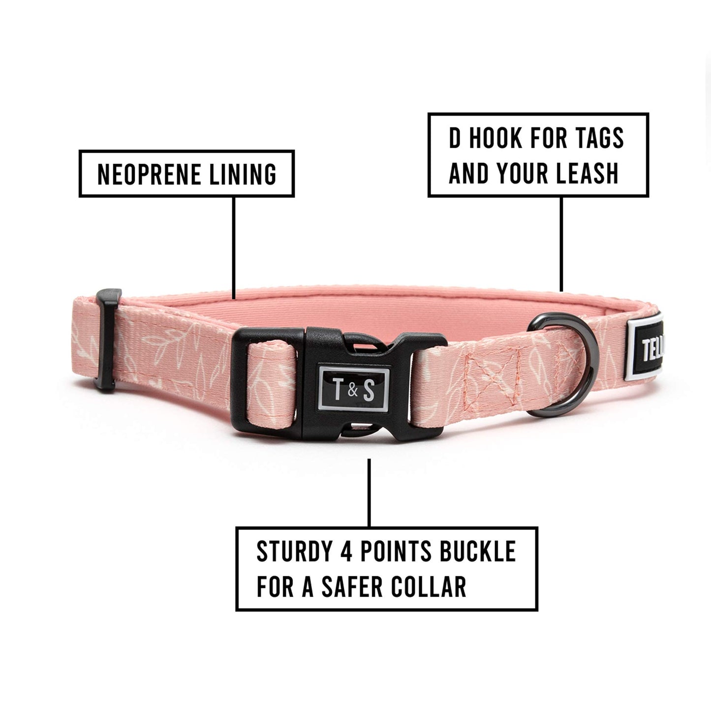Tella & Stella - Adjustable Nylon Dog Collar & Leash Set for Small Dogs - 5 ft by 5/8″ Leash, 9" to 12.5" Collar - Lined with Neoprene - Heavy Duty Rotating Carabiner Clip - Puppy Collar (Althea,S)