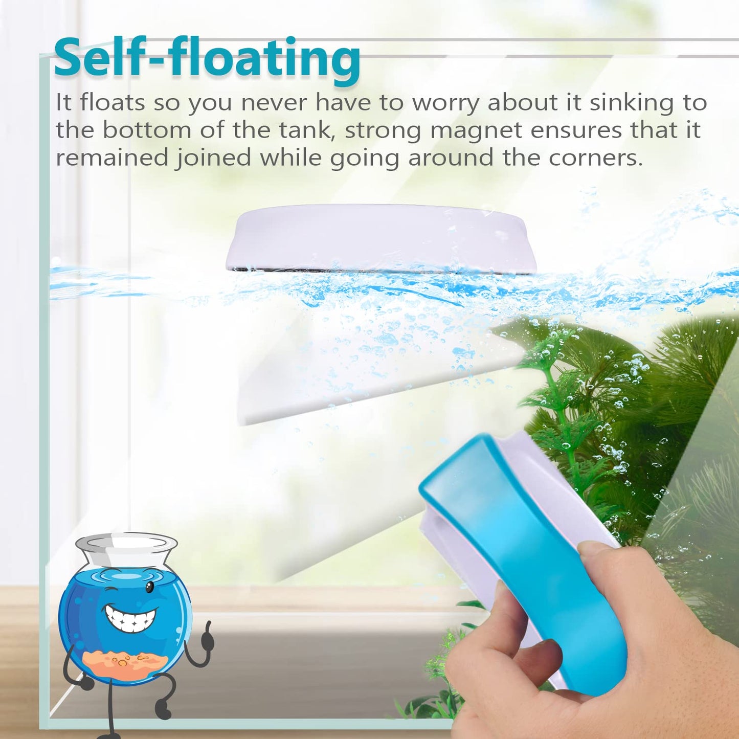 NEPTONION Magnetic Aquarium Fish Tank Glass Algae scrapers Glass Cleaner Scrubber Clean Brush [Floating,Scratch-Free,Non-Slip,magnetizing]