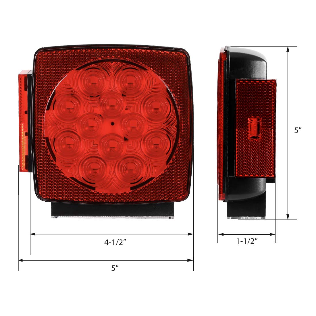 CZC AUTO 12V LED Submersible Trailer Tail Light Kit Stop Tail Turn Signal Lights for Under 80 Inch Boat Trailer Truck RV Snowmobile