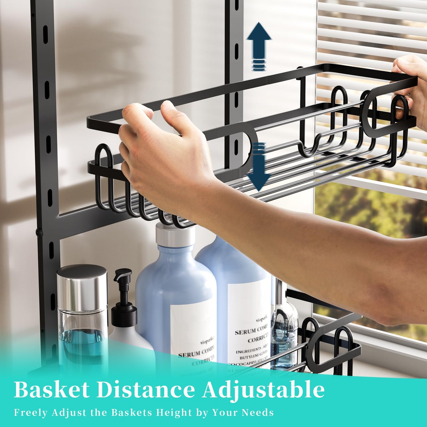 HapiRm Adjustable Shower Caddy Hanging - 4-Tier No Drilling Over The Door Shower Caddy, Rustproof Shower Organizer Hanging with 2 Soap Holders & 22 Hooks, Bathroom Shelves for Shampoo, Conditioner
