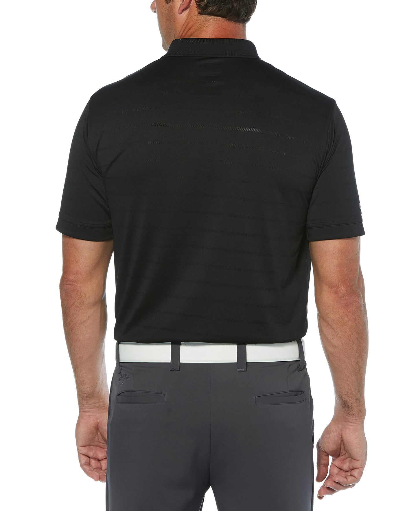 Callaway Men's Golf Short Sleeve Pique Open Mesh Polo Shirt, Black, 3X-Large