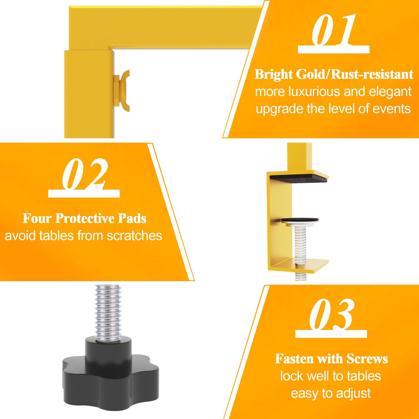 Xiomot Over the Table Rod with Clamps Adjustable 13''-42'' Tall 29"-98" Length Gold Table Arch Hanging for Wedding Birthday Party Halloween Christmas Decoration