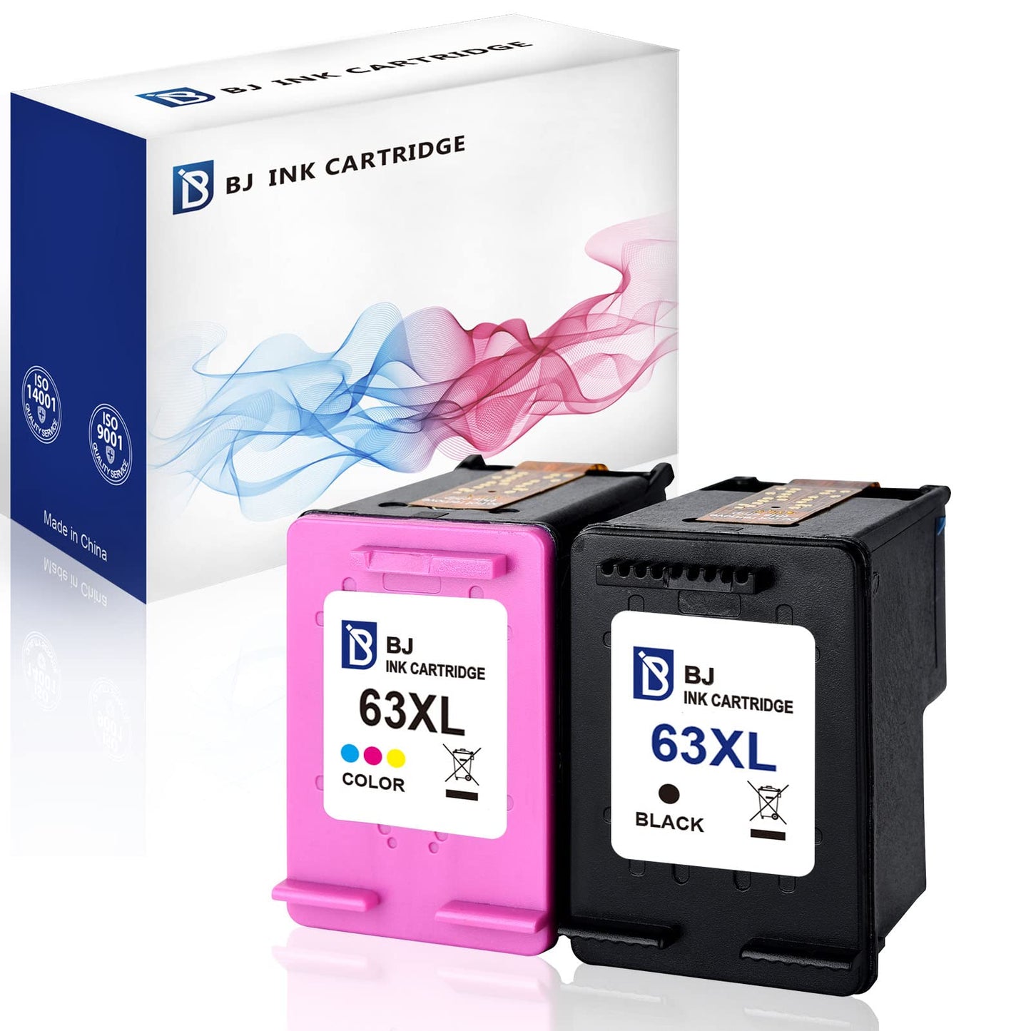 BJ Remanufactured Ink Cartridge Replacement for HP 63XL 63 XL Combo Pack High Yield for HP DeskJet 1112 2130 2133 3630 HP Envy 4512 4516 4520 HP OfficeJet 3830 3832 3833 4650 4652 (1 Black 1 Color)