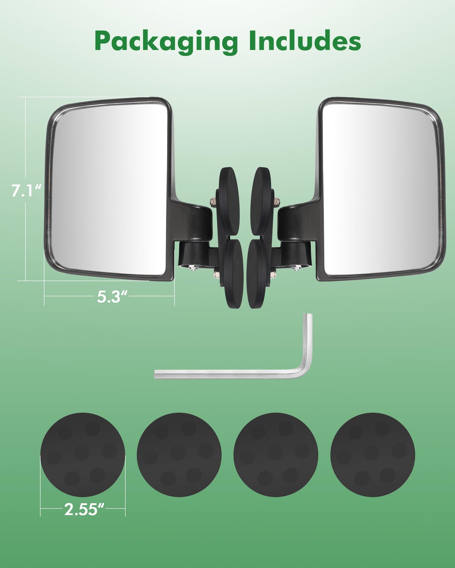VOUTRAK Universal Magnetic Tractor Mirror, VOUTRAK 114lbs Magnetic Side Mirror Tractor with 6 Magnets, 180° Adjustable Convex Mirror, for Tractor Forklift Lawnmower, Compatible with John Deere, Kubota