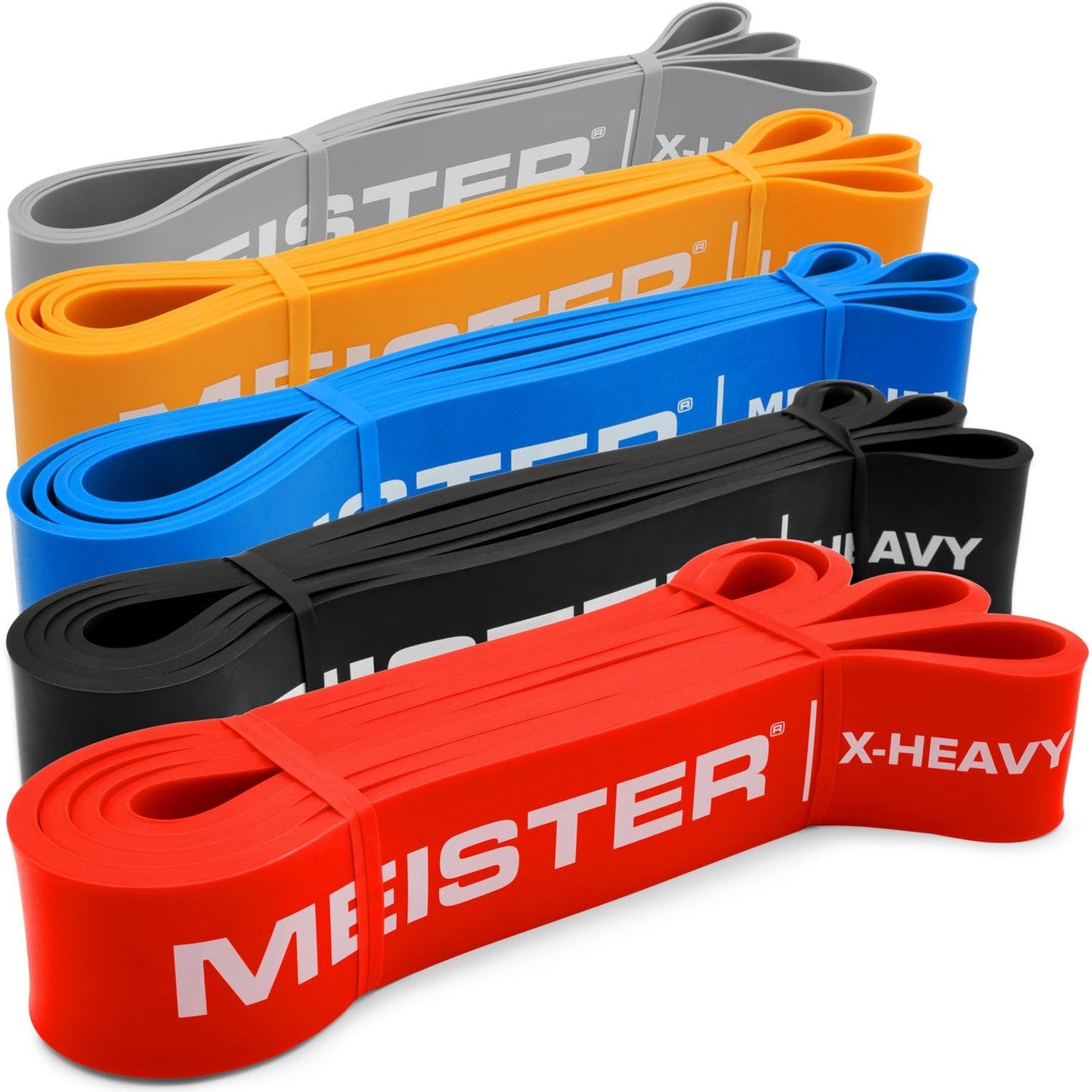 Meister X Band Comfort-Width 41" x 2" Resistance Bands - X-Wide Premium Loop Bands - Complete 5 Band Set
