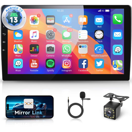 Android Car Stereo Double Din with Bluetooth, Hodozzy 10.1 Inch Touch Screen Car Radio with GPS Navigation, WiFi, DSP Mirror Link, FM RDS Radio, USB, SWC with Backup Camera