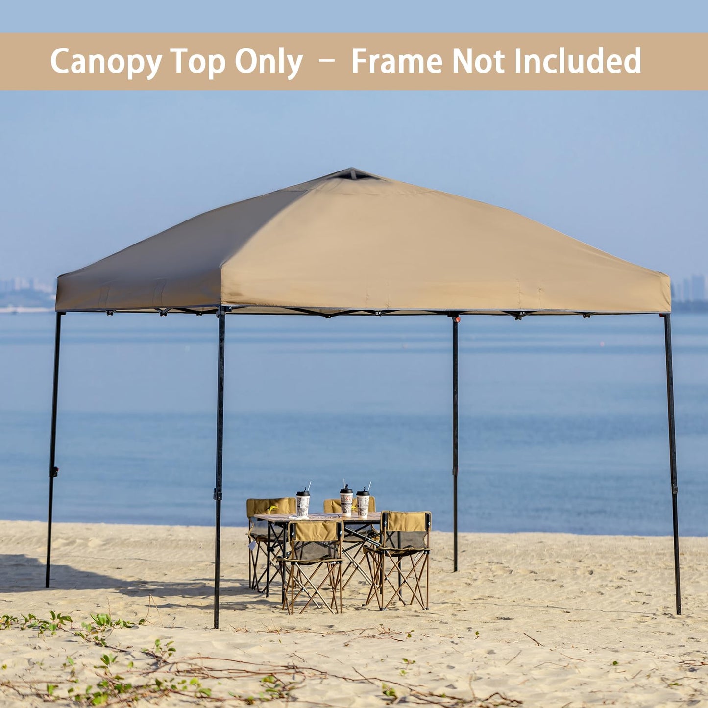 10x10 Canopy Replacement Top - for Straight Leg Canopy Tent, Waterproof, Durable, Tear-Resistant, Ideal for Outdoor Camping, Patio Shade (Top Only) (Khaki)