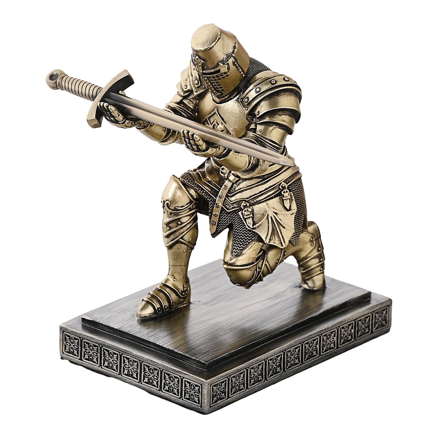 NCQIXIAO Templar Vanguard Soldier Pen Holder Pencil Stand Desk Organizers and Accessories as Gift for Medieval Warrior Enthusiast (Bronze)
