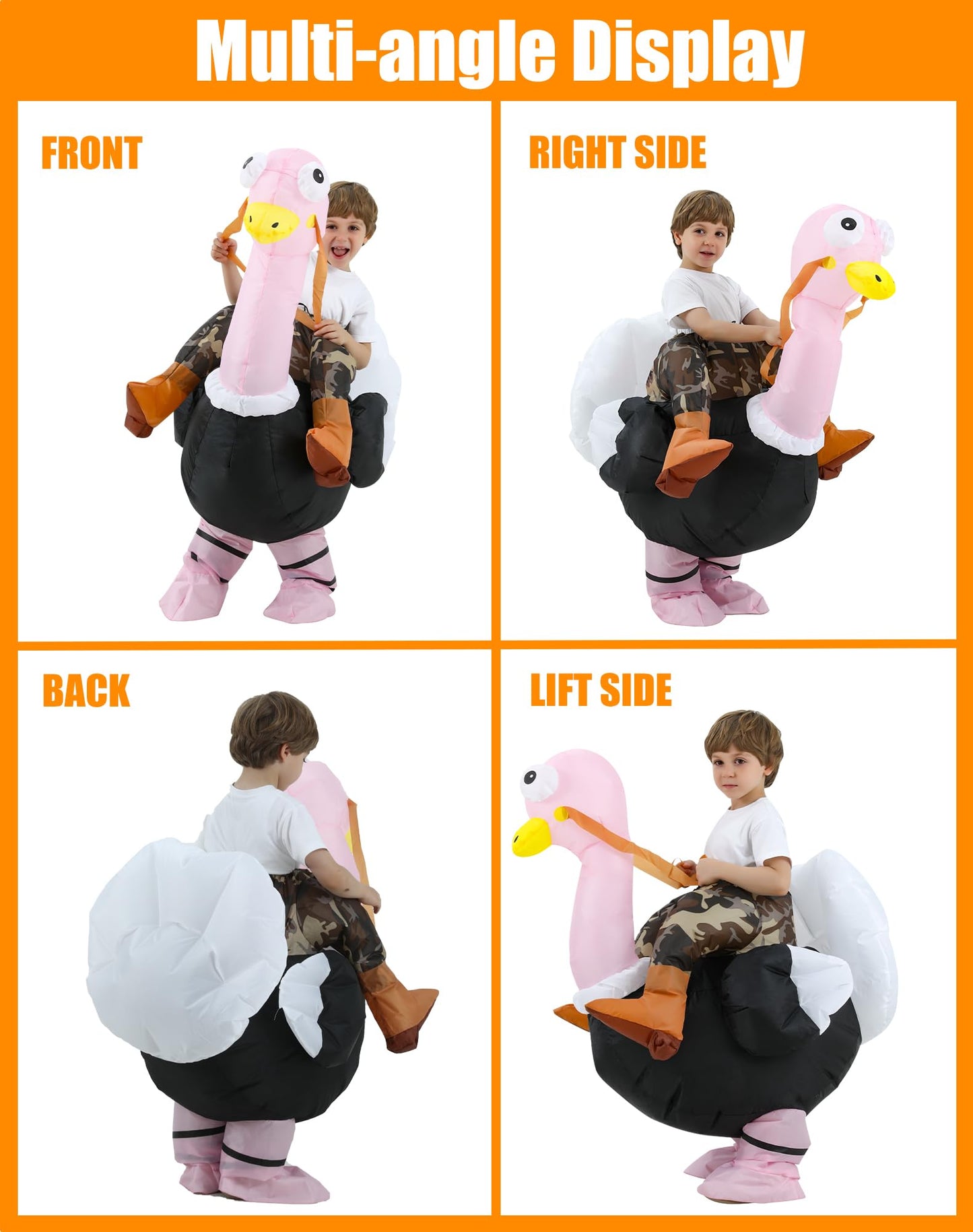 JOYBRO Inflatable Ostrich Costume Kids, Ride on Ostrich Suit, Blow up Costumes for Boys Girls Halloween, One Size 120-150cm