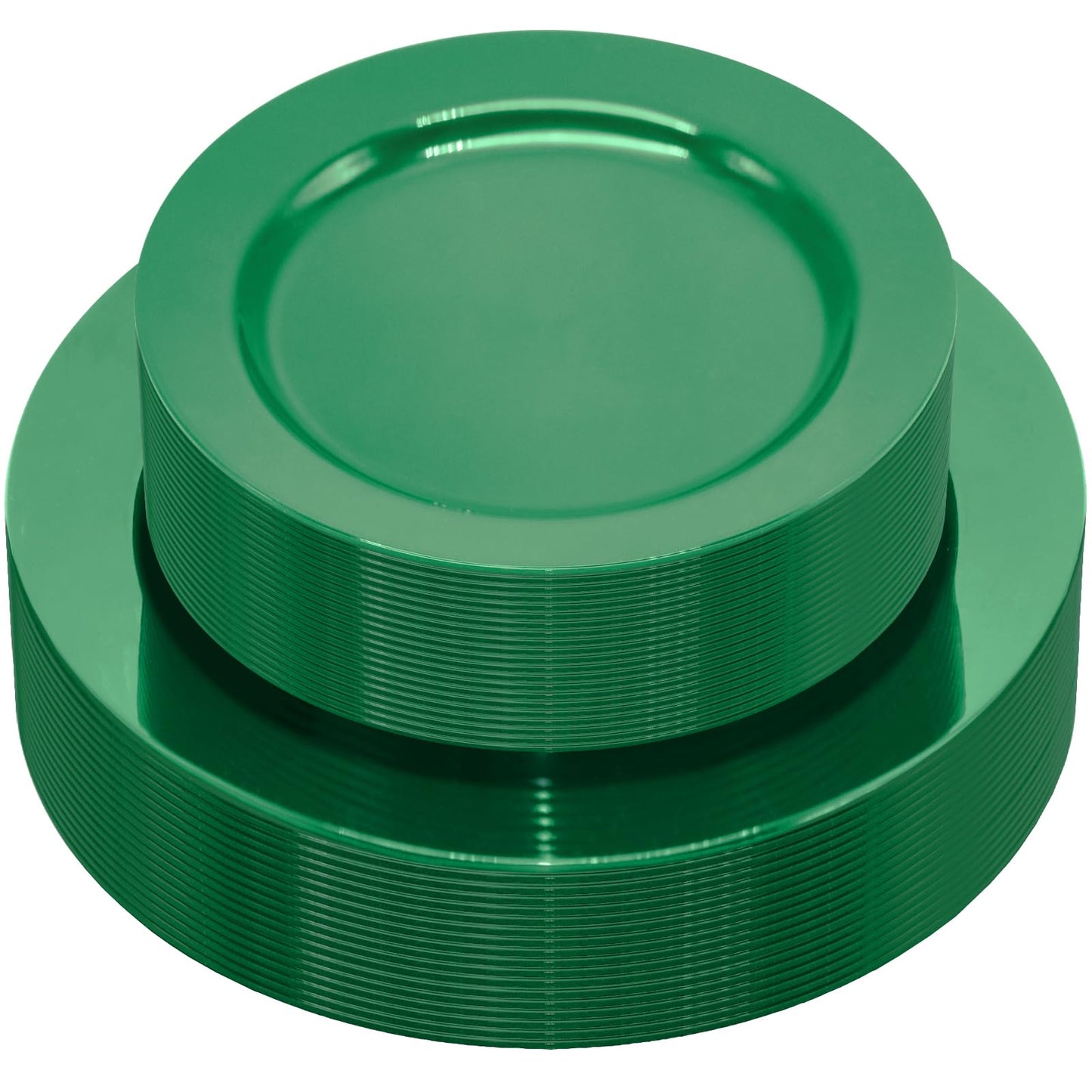 joy akkess 50 PCS Green Plates Disposable, Heavy Duty Green Plastic Plates include 25 Dinner (10.25") & Dessert (7.5") for Birthday, Christmas