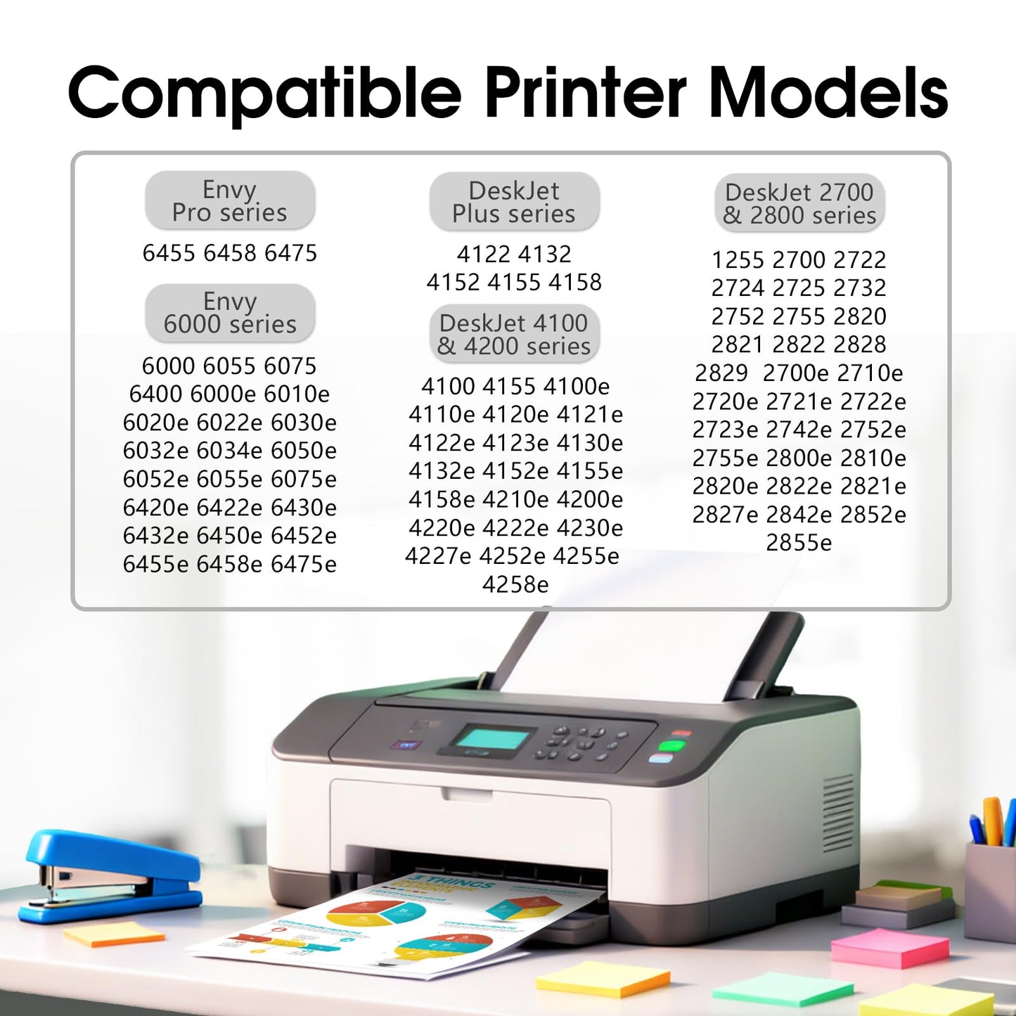 67XL Ink Cartridges Black and Color Combo Pack High Yield Replacement for HP 67XL, Compatible with HP DeskJet 4155e 2855e 2755e 2700 2800e 4100 4255e Envy 6010e 6020e Printers, 1 Black 1 Tri-Color
