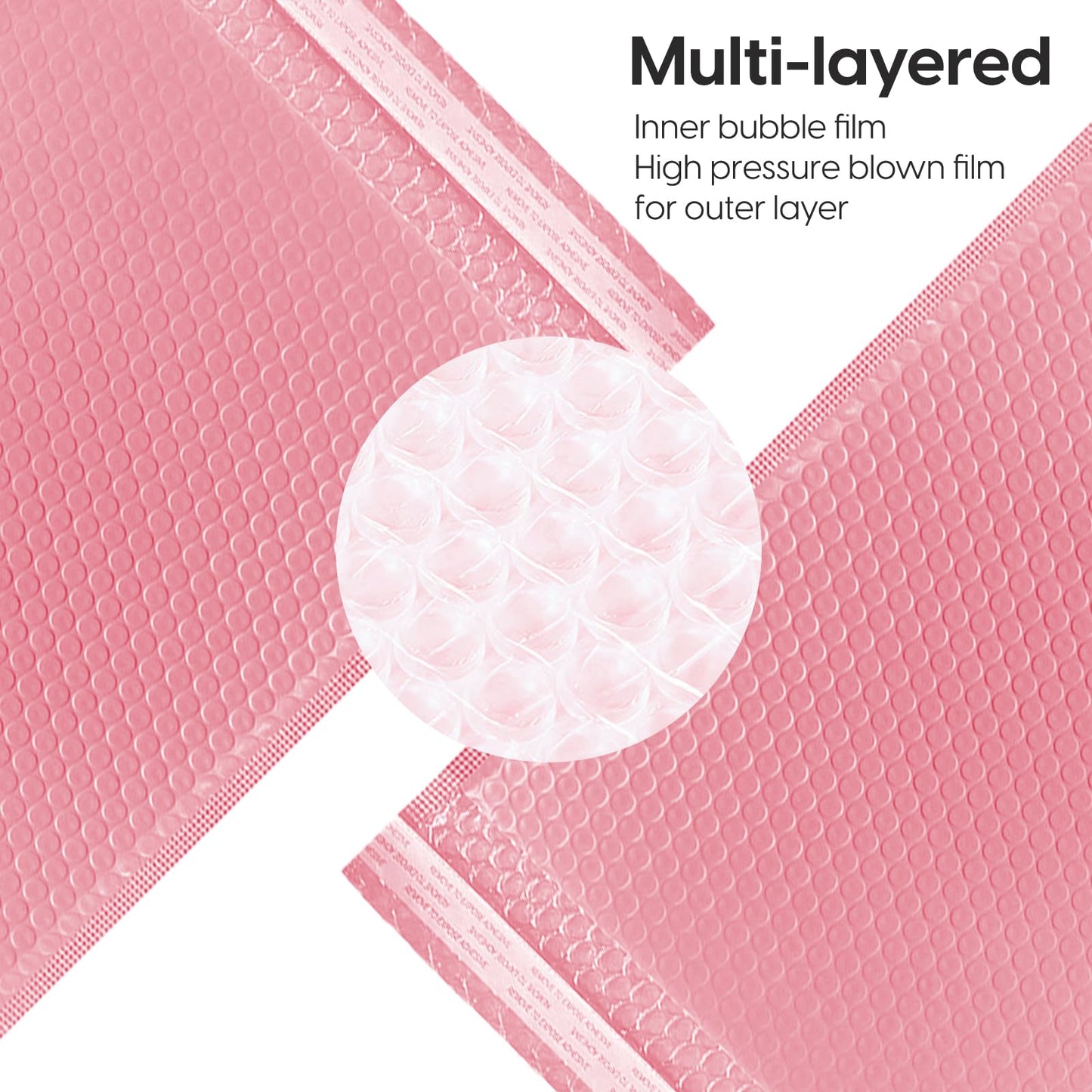 Bubble Mailers Waterproof 9 x 12 inches 50pcs Shipping Envelopes Multicolors Padded Envelopes Self Seal Adhesive (Pink_9''x12'')