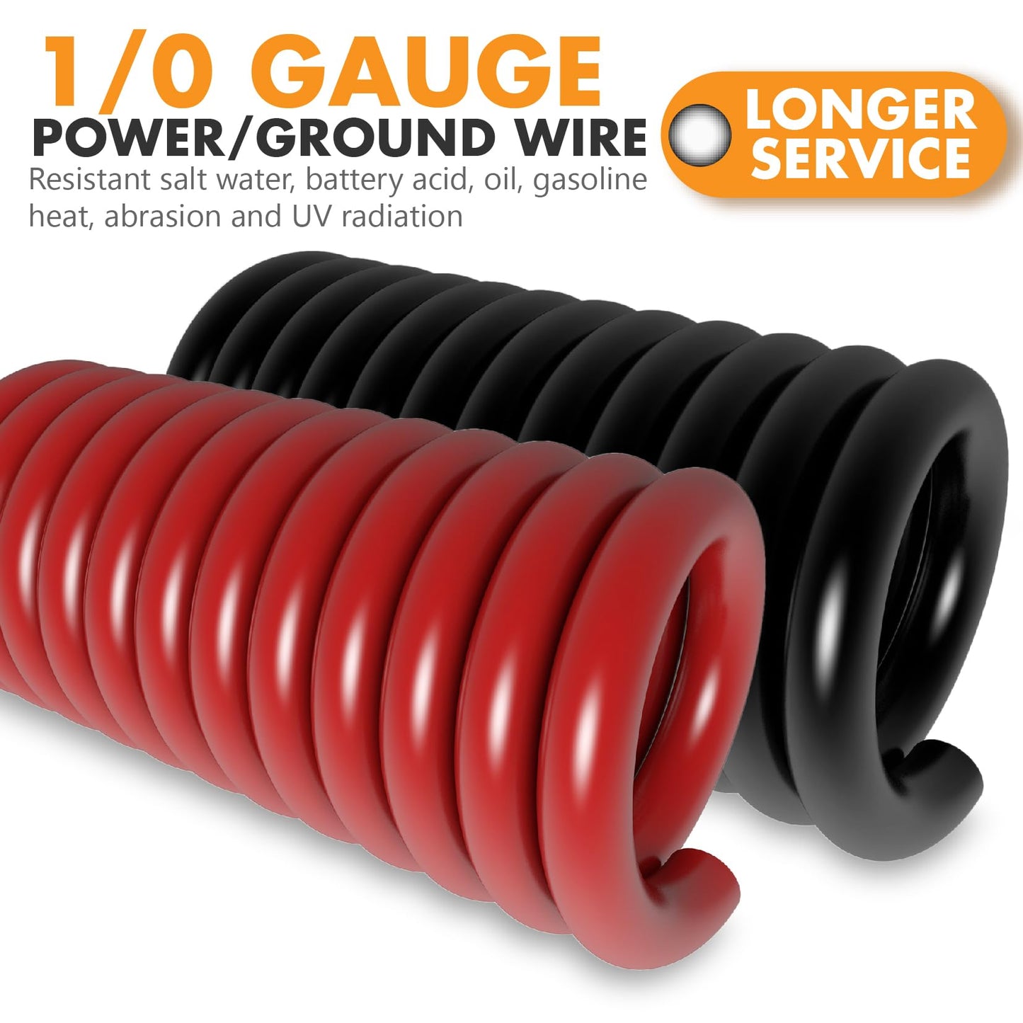 0 Gauge Wire，Car Amplifier Power Ground Wire Kit，Battery Cable，Automotive Wire, Welding Cable, Primary Wiring, Amp Install Wiring Kit with Lugs Terminal ANL Fuse Heat Shrink Tube and Loom Cable Sleeve