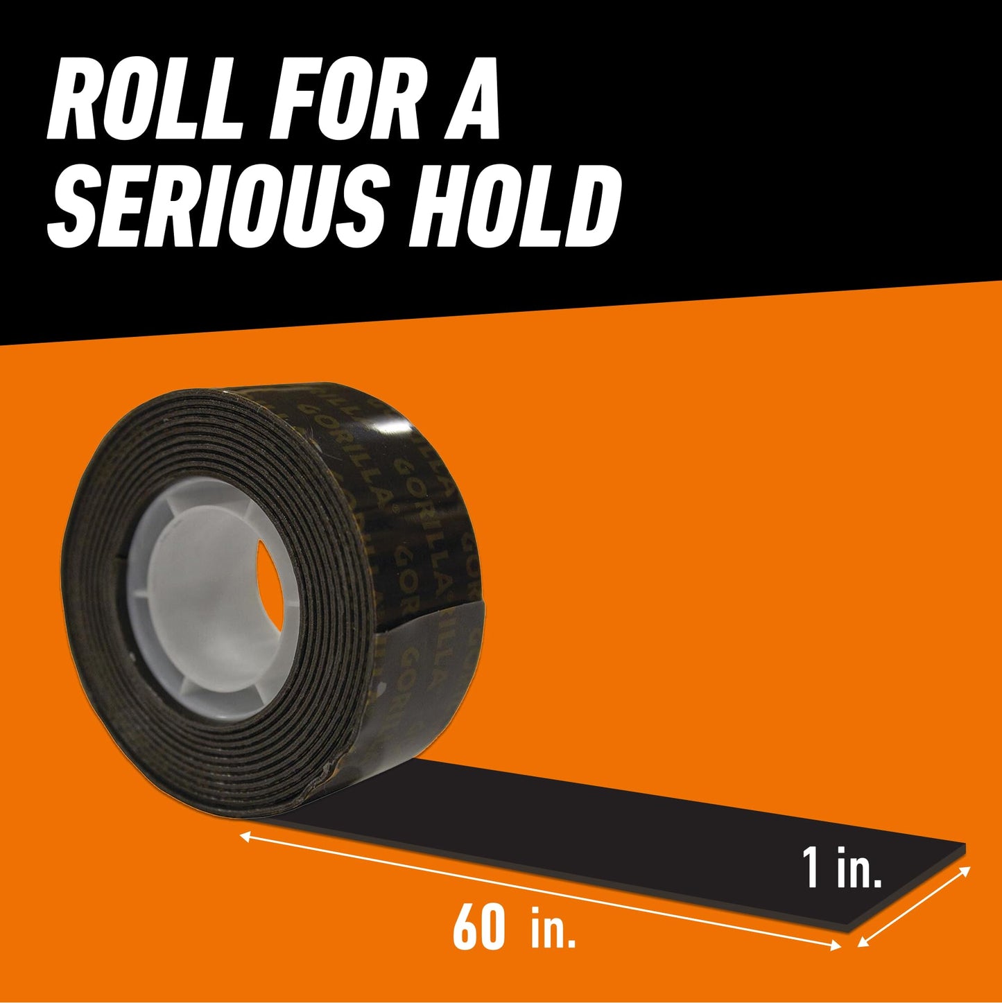 Gorilla 6055001-2 Double-Sided Heavy Duty Mounting Tape (2 Pack), 1" x 60", Black