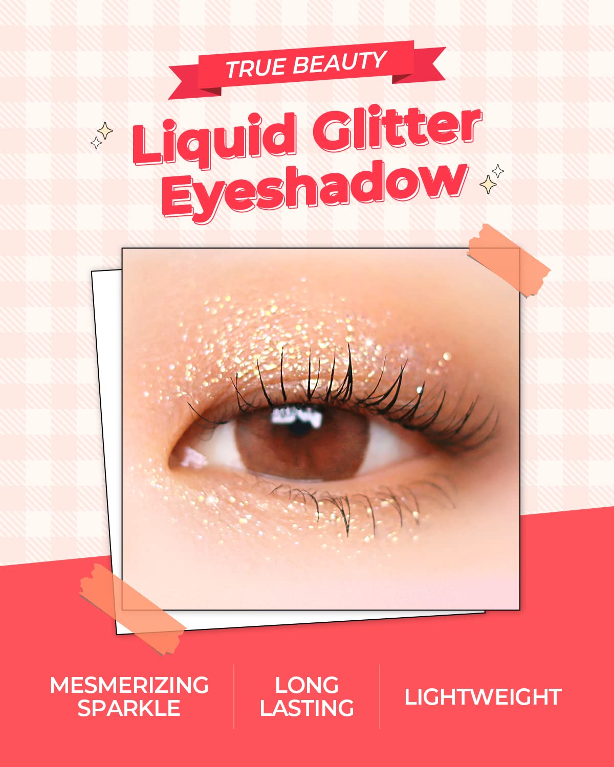 AMTS x True Beauty Makeup Edition - Some Sweet Makeup 3 Set (7colors Eyeshadows + Liquid Glitter + Lip stain tint) | Matte Shimmer Pearls Shades, Highly Pigmented, Long Lasting Daily Makeup, Pink Gold Set