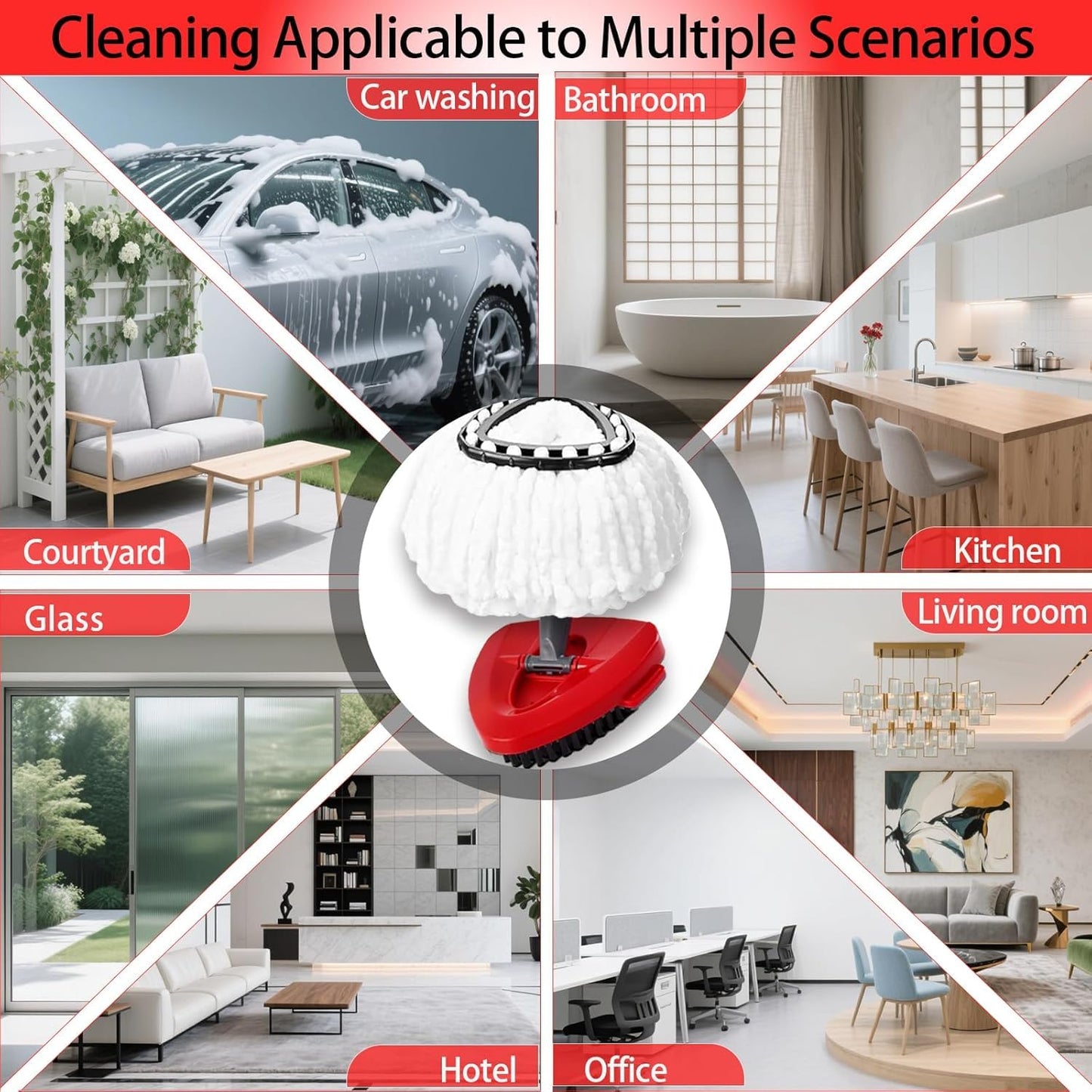 10 Pack-in-1 Reusable Mop Head Replacement for Vileda Easywring 1-Tank System, Microfiber Spin Moop Refills Compatible with Vileda Triangle Mops,Deep Clean Refill, Machine Washable & Easy to Replace