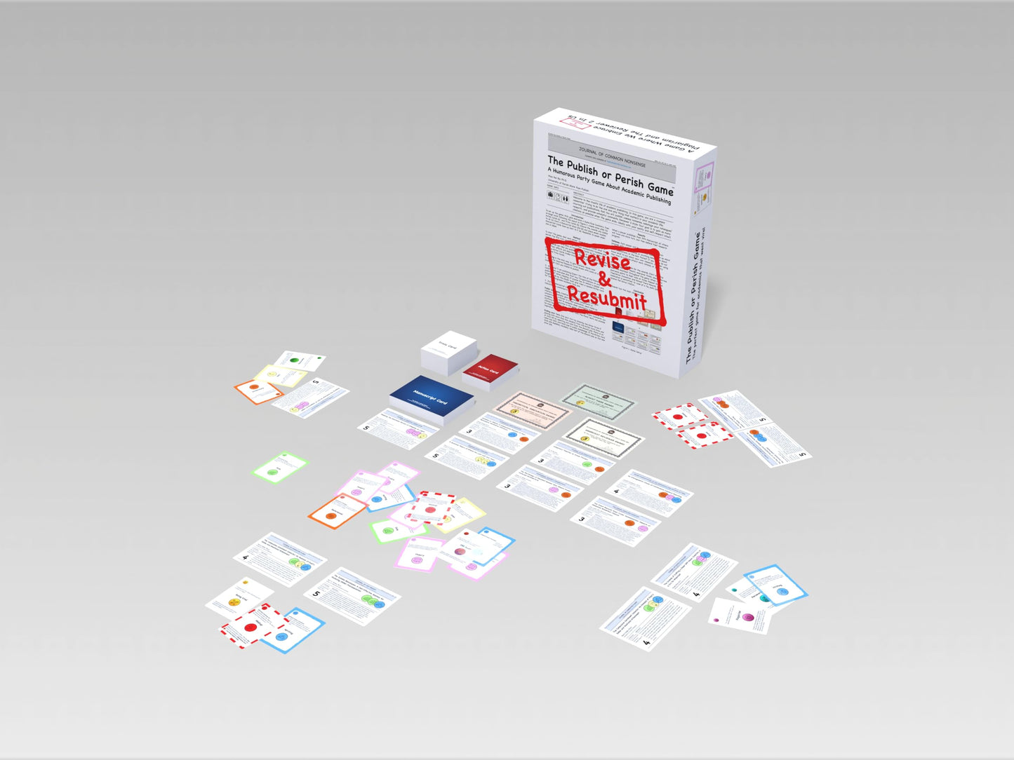 Publish or Perish: A Humorous Party Game About Academia (Kickstarter Edition) | 3-6 Players 14+ | Created by Max Bai Ph.D. Peer-Reviewed by Unserious Researchers Almost Approved by Reviewer 2