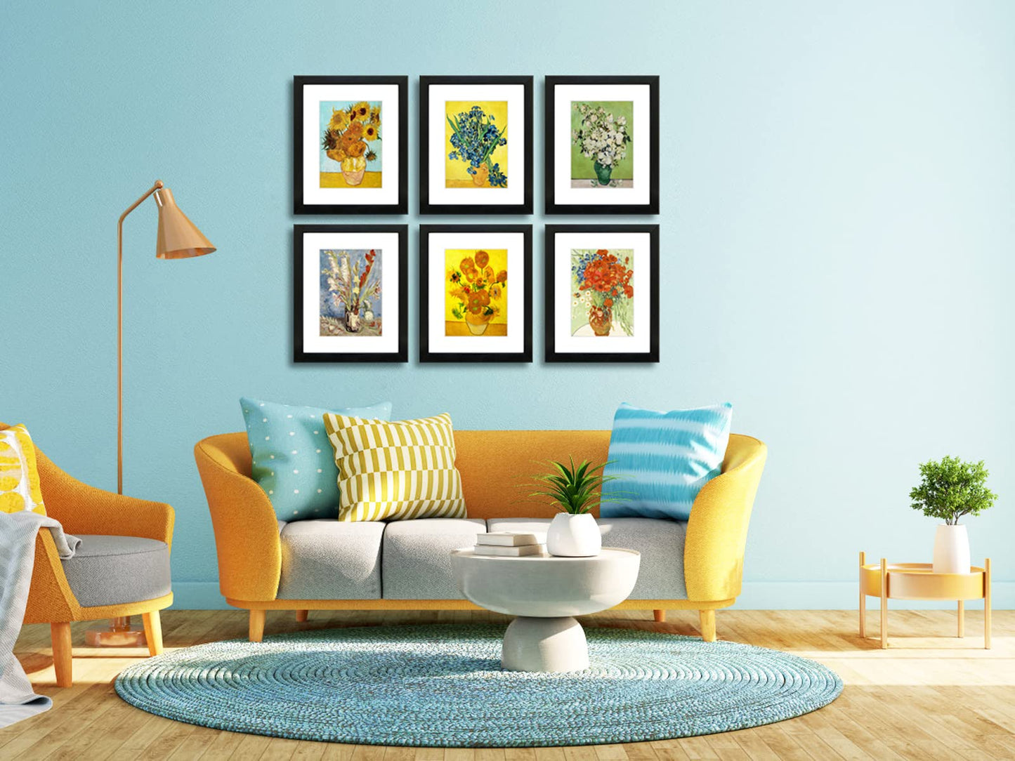 DEKWINN 8x10 Picture Frame Set of 6 with Real Glass for Pictures 5x7 with Mat or 8x10 Without Mat, Wall Gallery or Tabletop display Photo Frames in Black